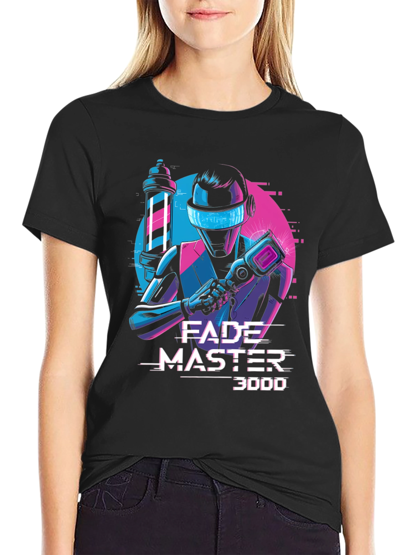 Fade Master 3000 T-Shirt - Barber Robot Graphic Tee