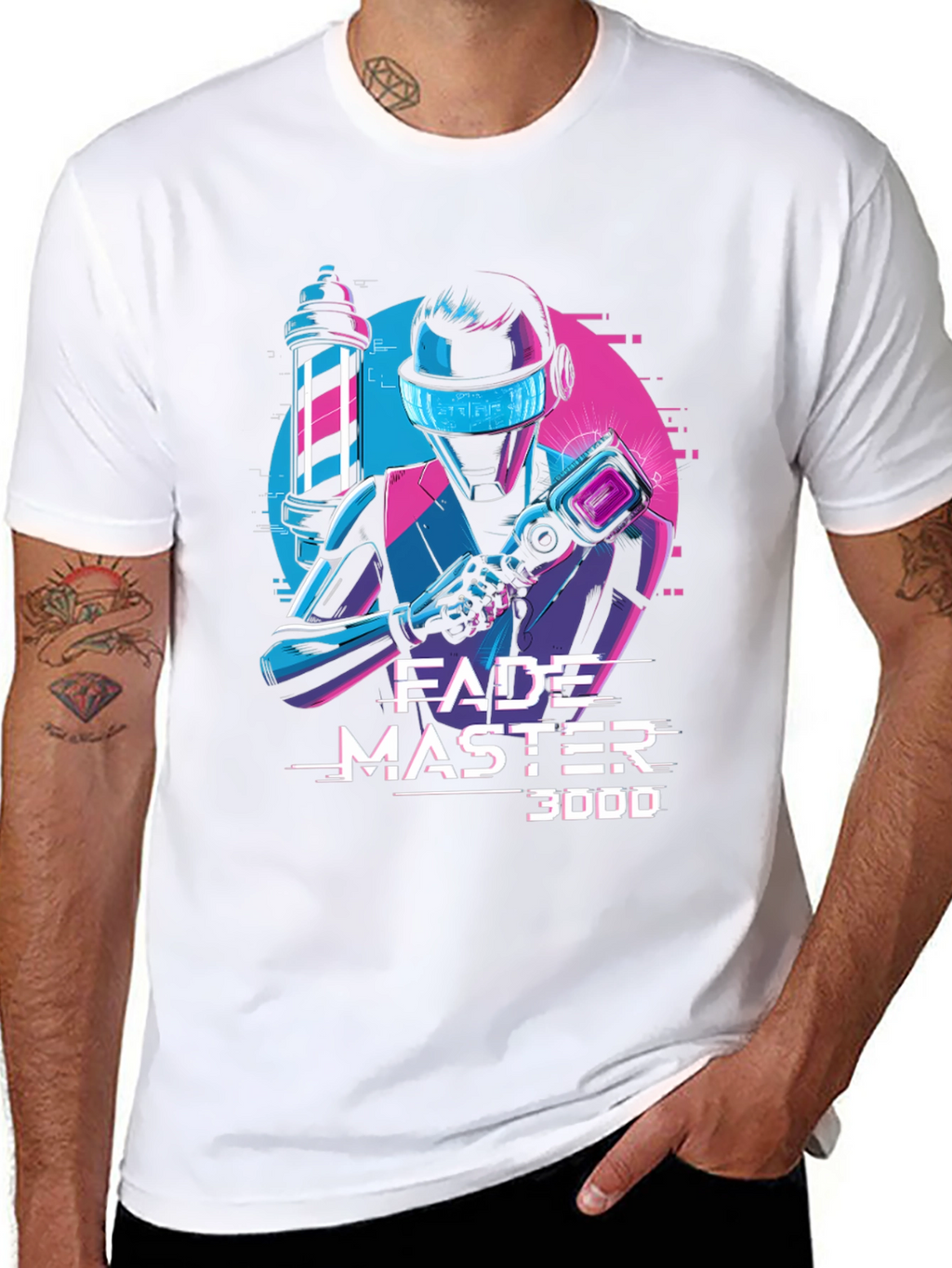 Fade Master 3000 T-Shirt - Barber Robot Graphic Tee