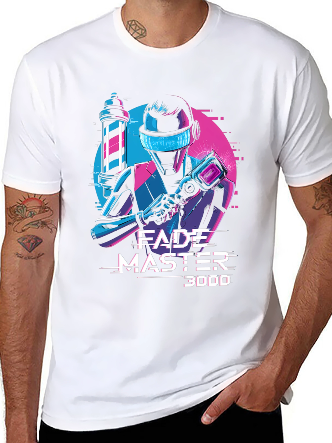 Fade Master 3000 T-Shirt - Barber Robot Graphic Tee
