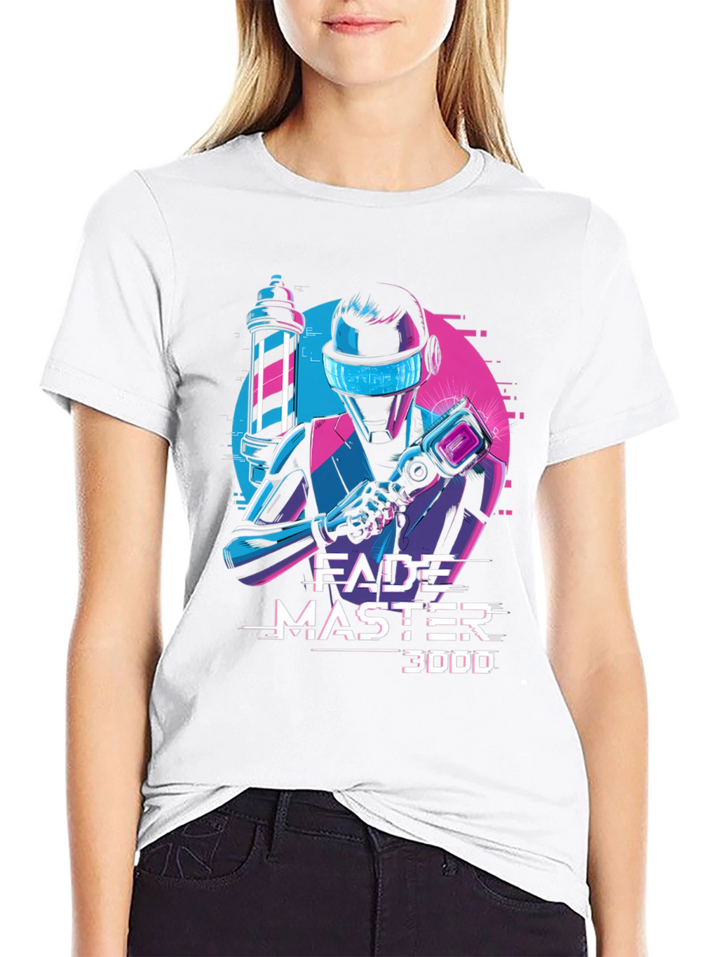 Fade Master 3000 T-Shirt - Barber Robot Graphic Tee