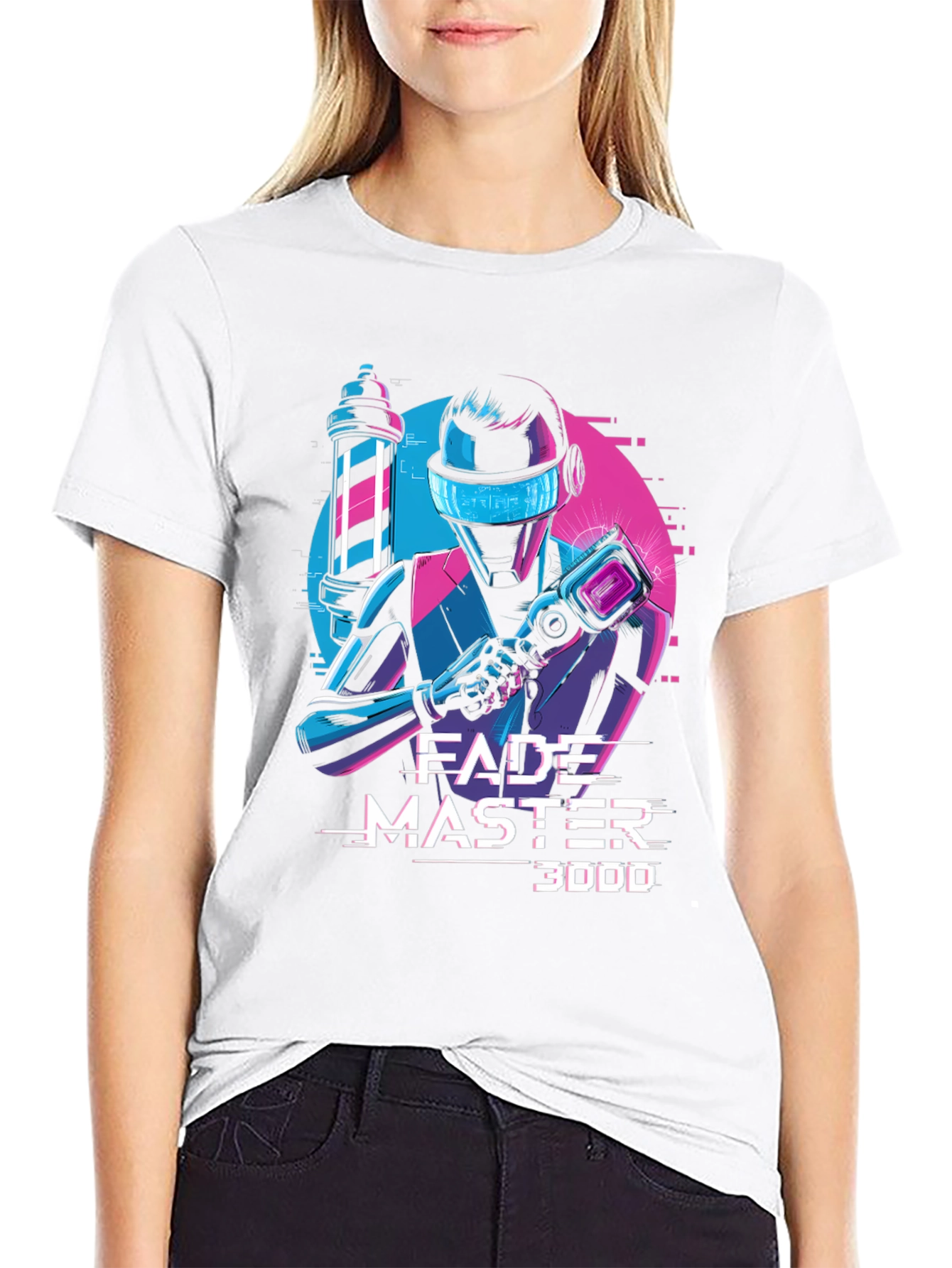 Fade Master 3000 T-Shirt - Barber Robot Graphic Tee