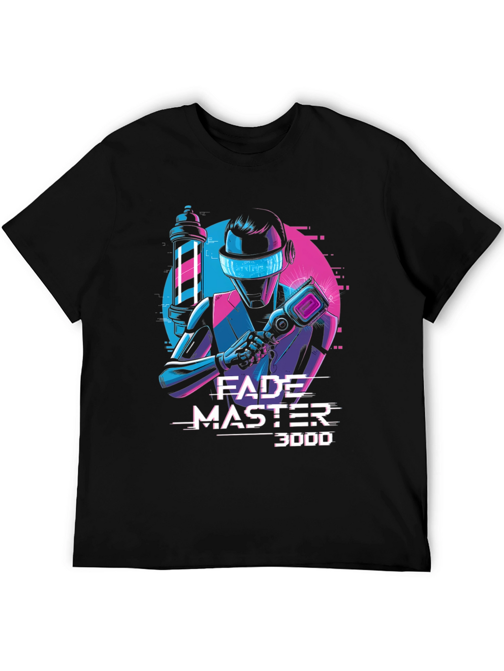 Fade Master 3000 T-Shirt - Barber Robot Graphic Tee