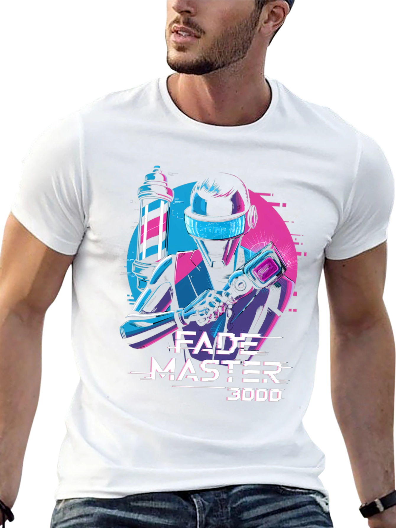 Fade Master 3000 T-Shirt - Barber Robot Graphic Tee