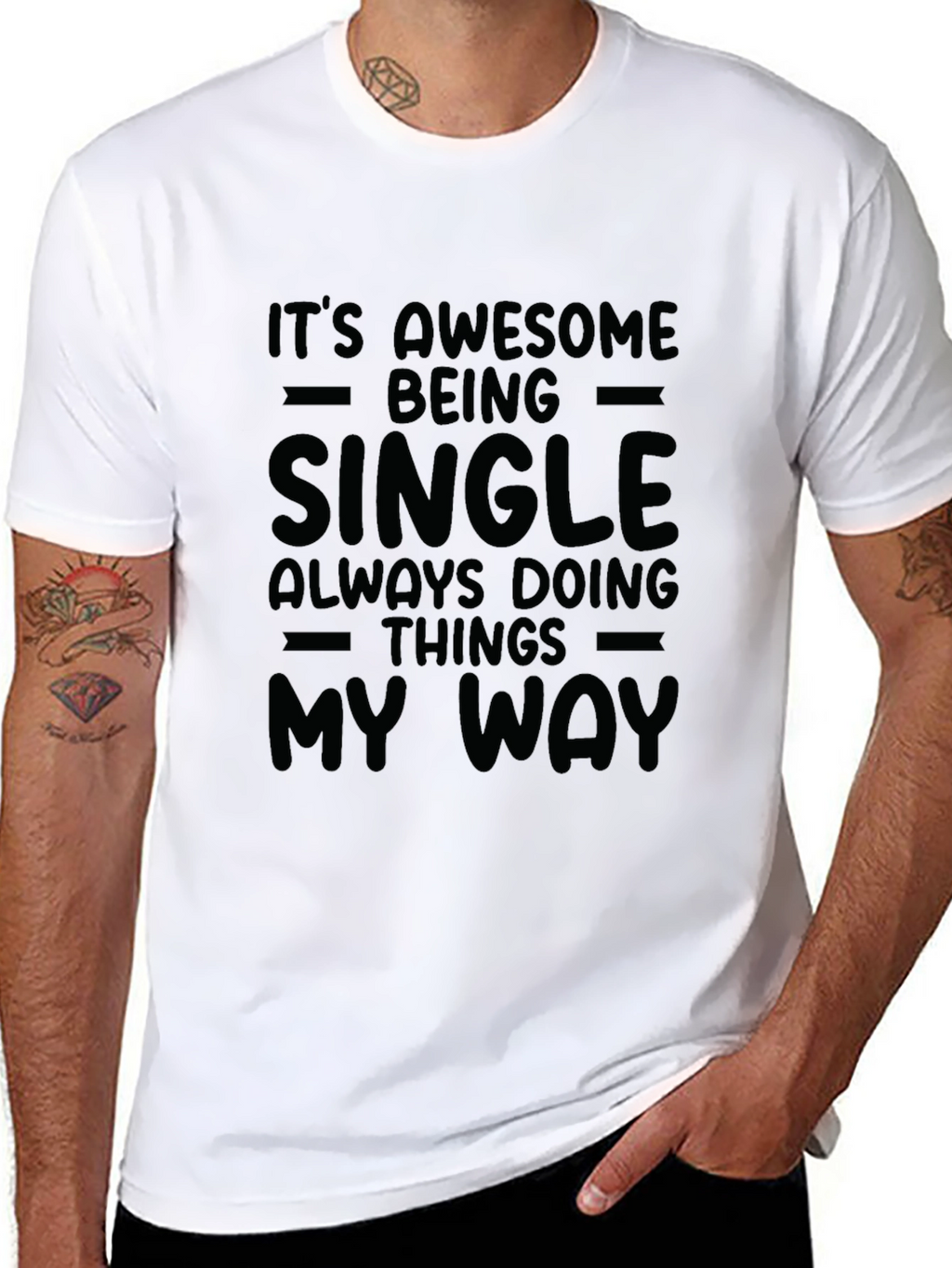 Single & Awesome Graphic Tee - Black