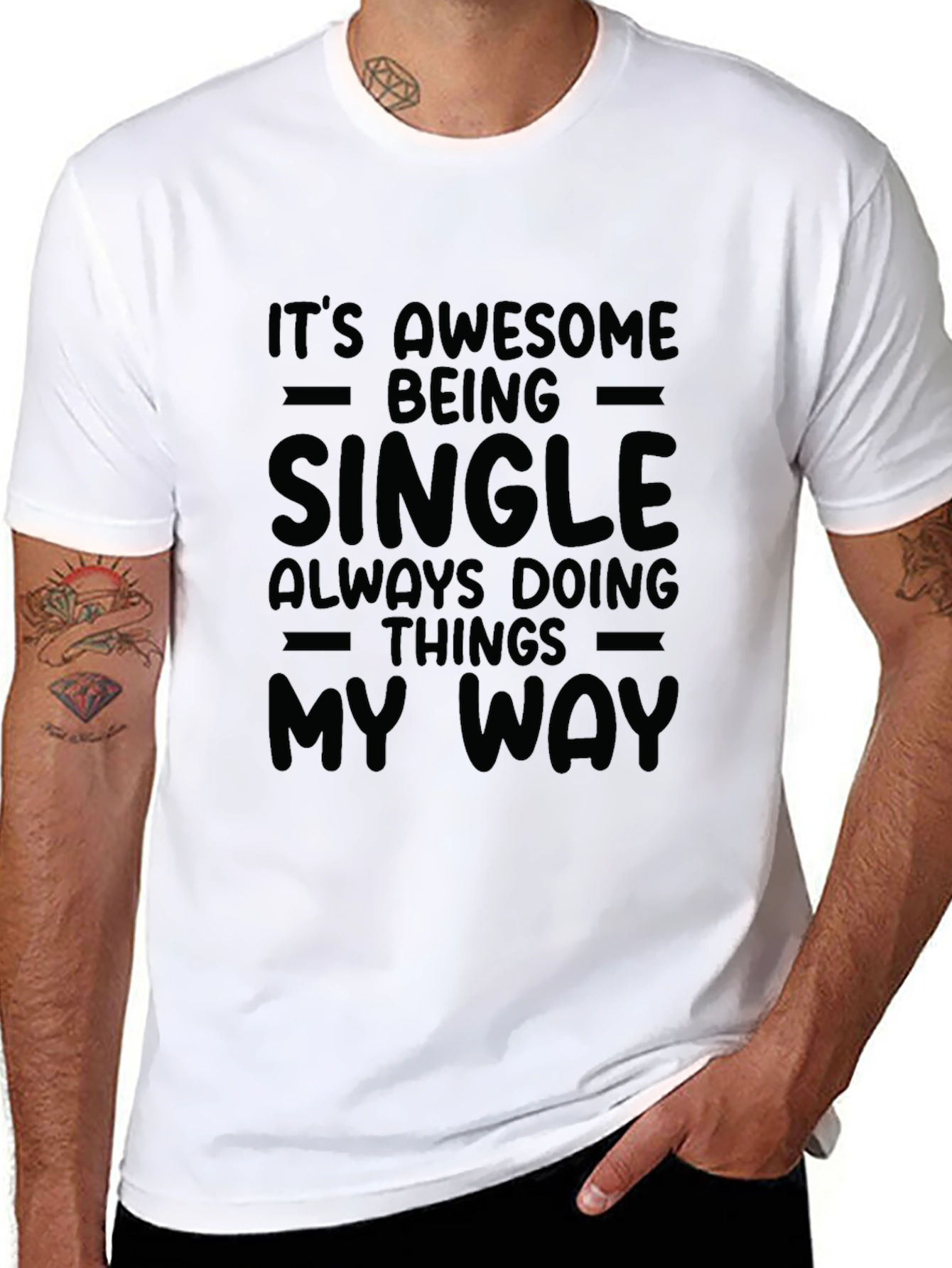 Single & Awesome Graphic Tee - Black