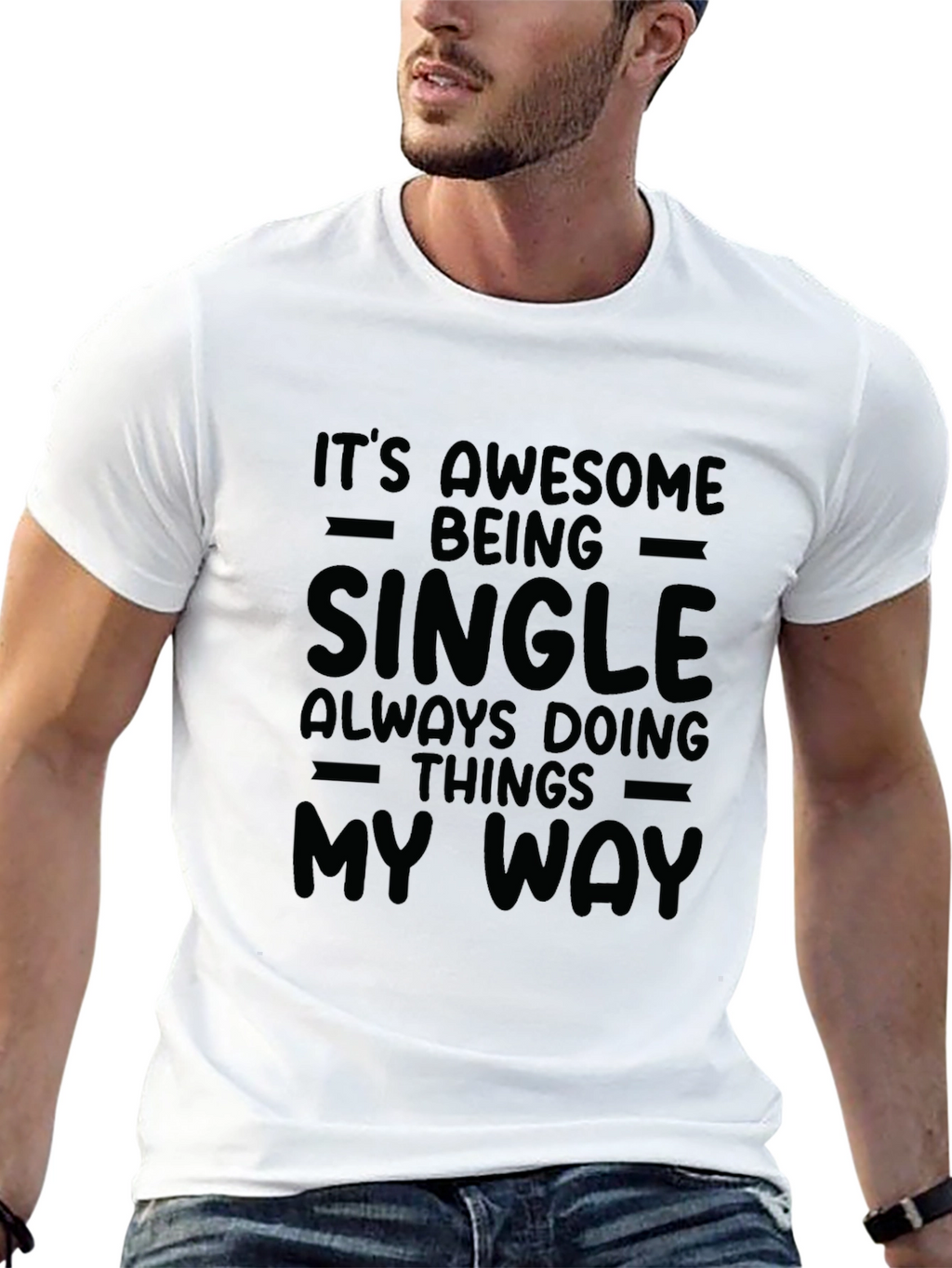Single & Awesome Graphic Tee - Black