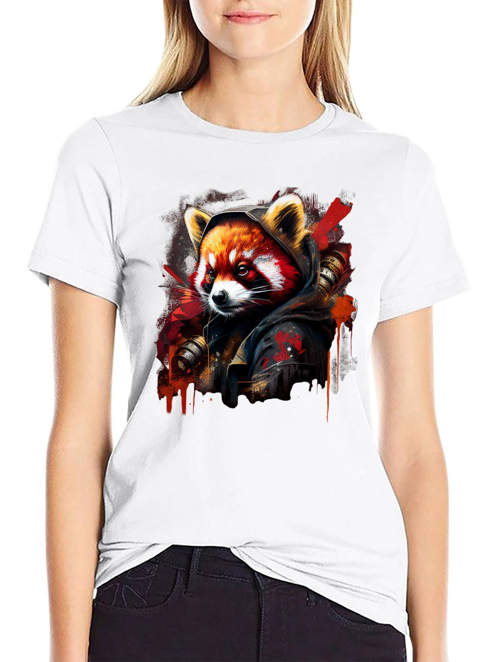 Red Panda Graphic Print T-Shirt - Urban Style