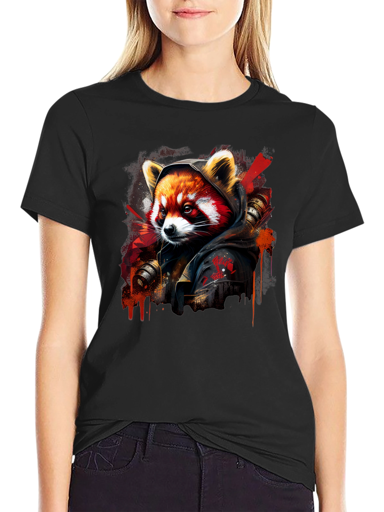 Red Panda Graphic Print T-Shirt - Urban Style