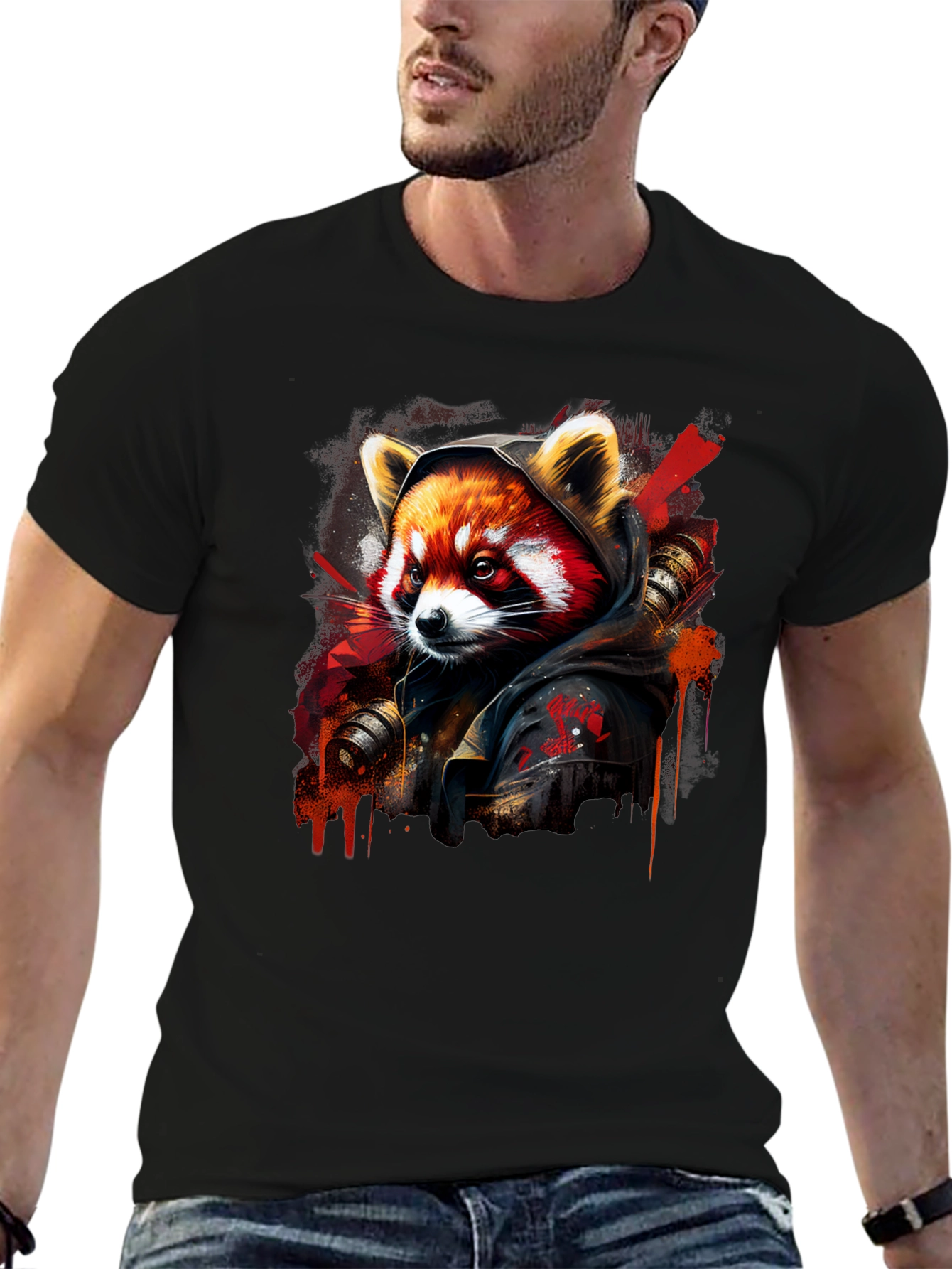 Red Panda Graphic Print T-Shirt - Urban Style