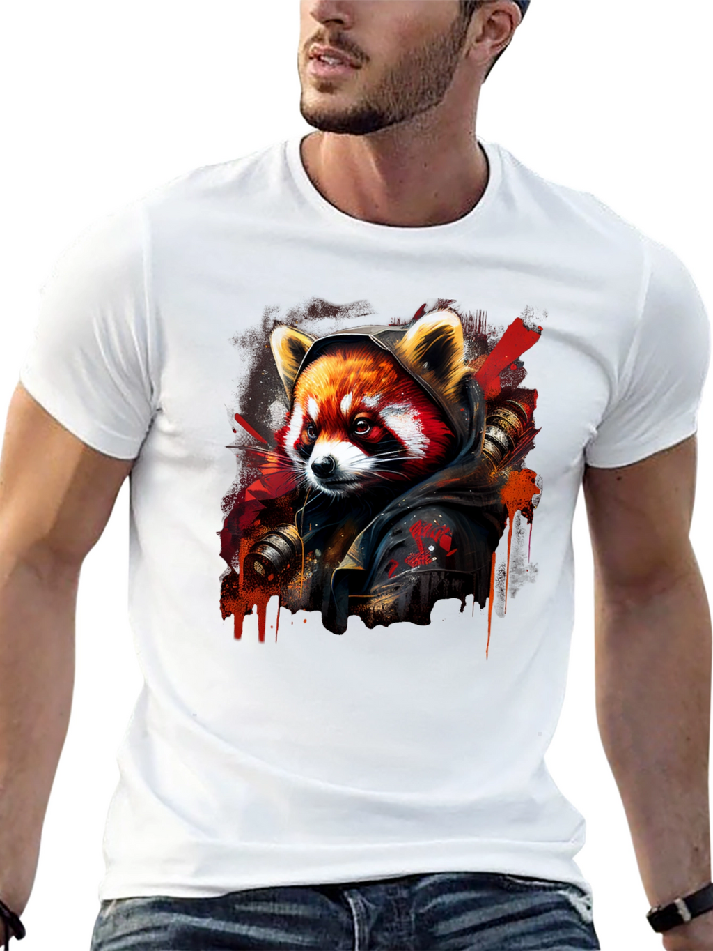 Red Panda Graphic Print T-Shirt - Urban Style