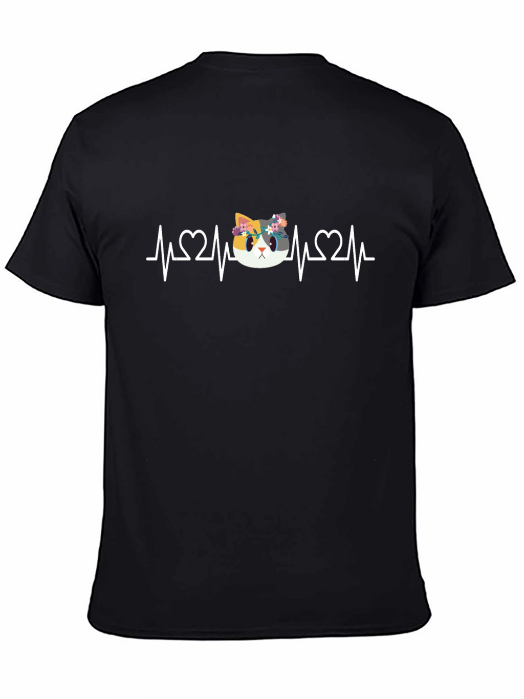 Cat Heartbeat T-Shirt - Floral Crown Kitten Tee