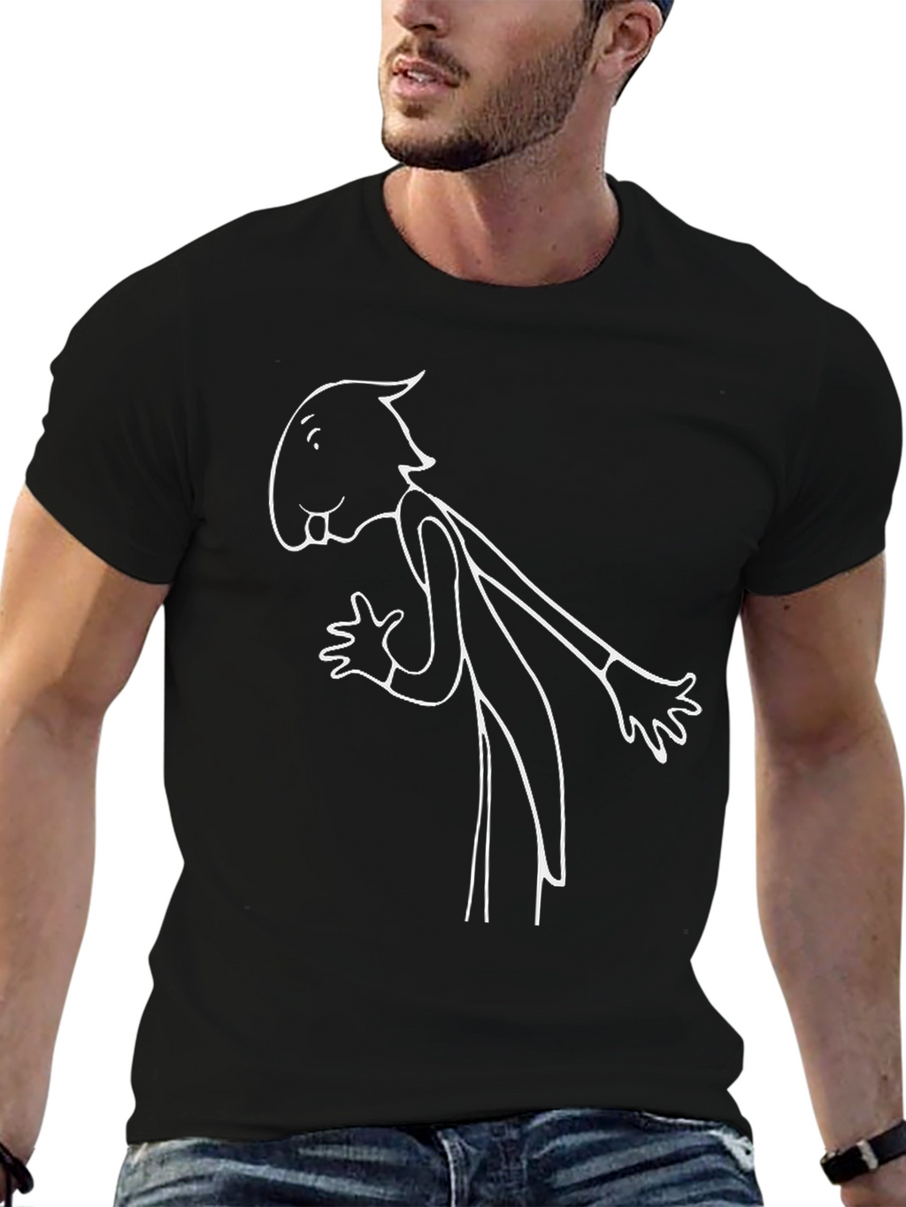 Unique Cartoon Graphic T-Shirt - Casual Black Tee