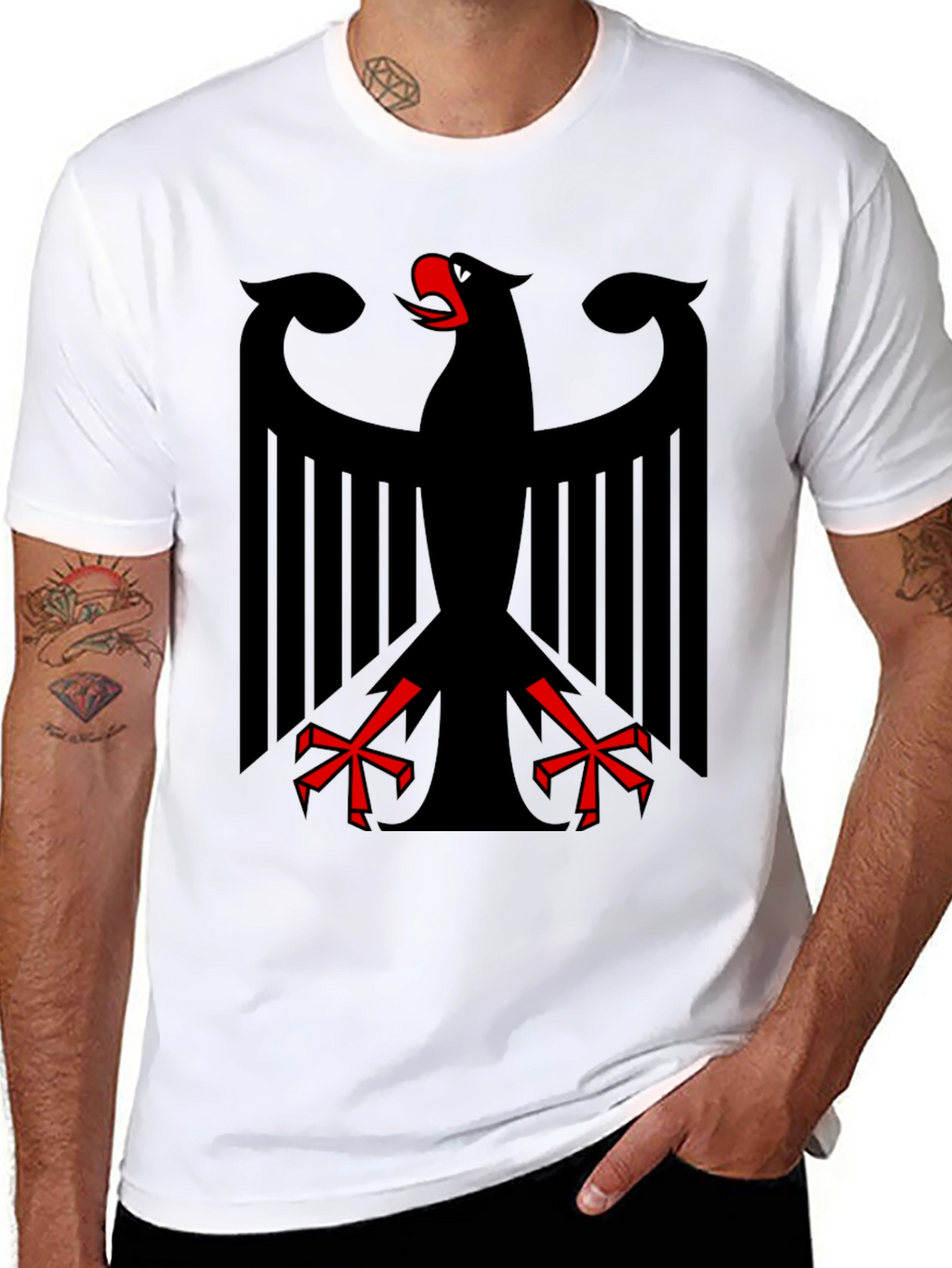 Black T-Shirt with German Eagle Design