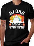 Aloha Heavy Metal Cat Graphic T-Shirt