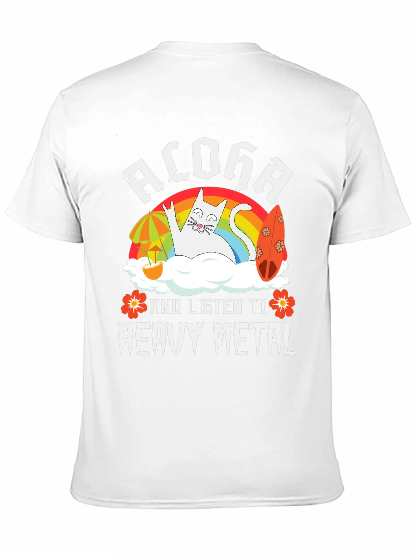 Aloha Heavy Metal Cat Graphic T-Shirt