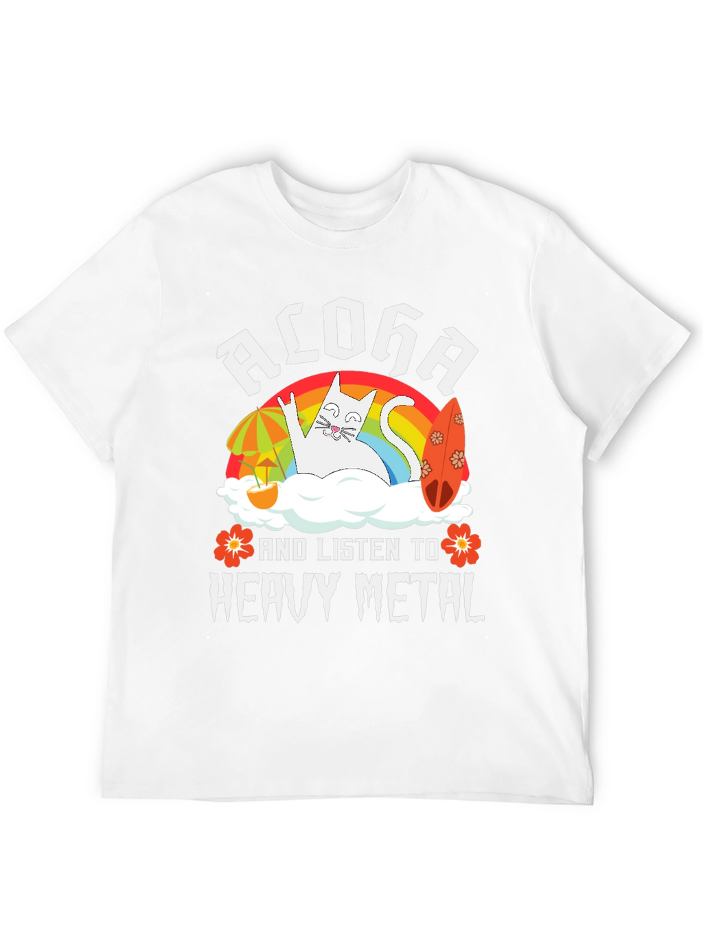 Aloha Heavy Metal Cat Graphic T-Shirt