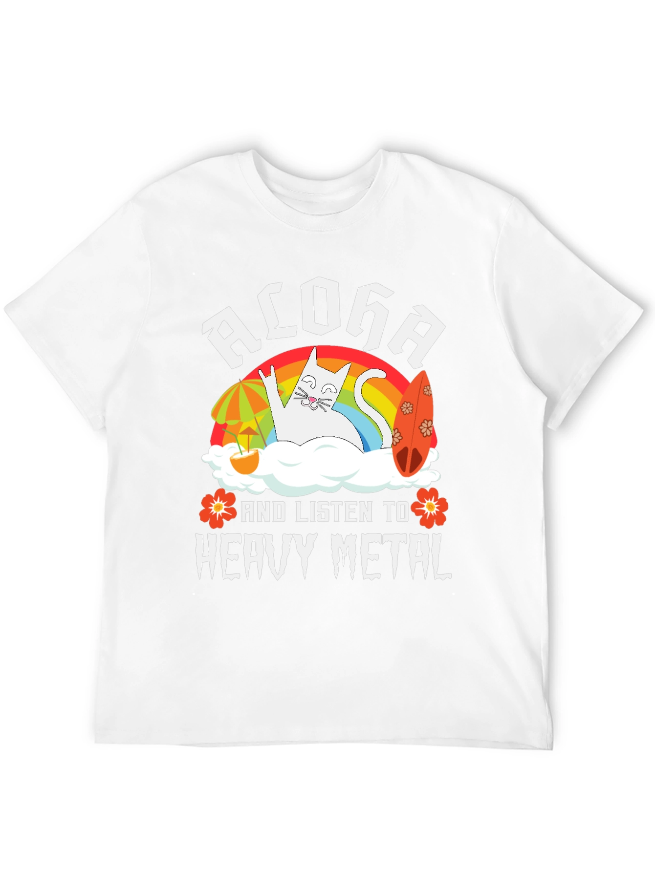 Aloha Heavy Metal Cat Graphic T-Shirt