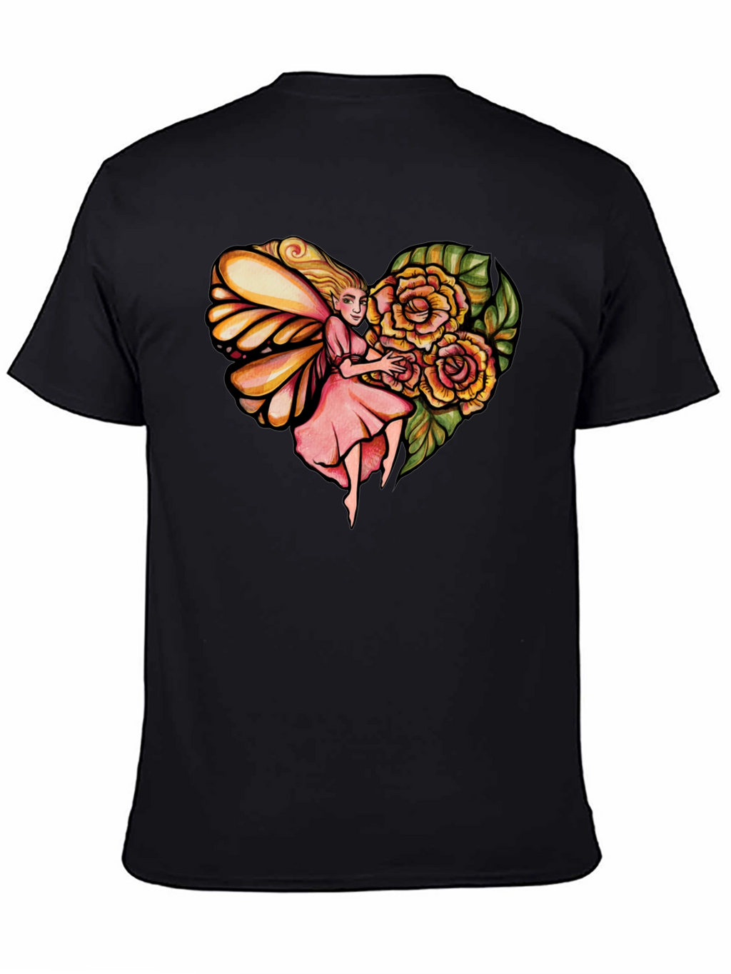 Fairy Heart Rose Graphic Tee - Stylish Comfort