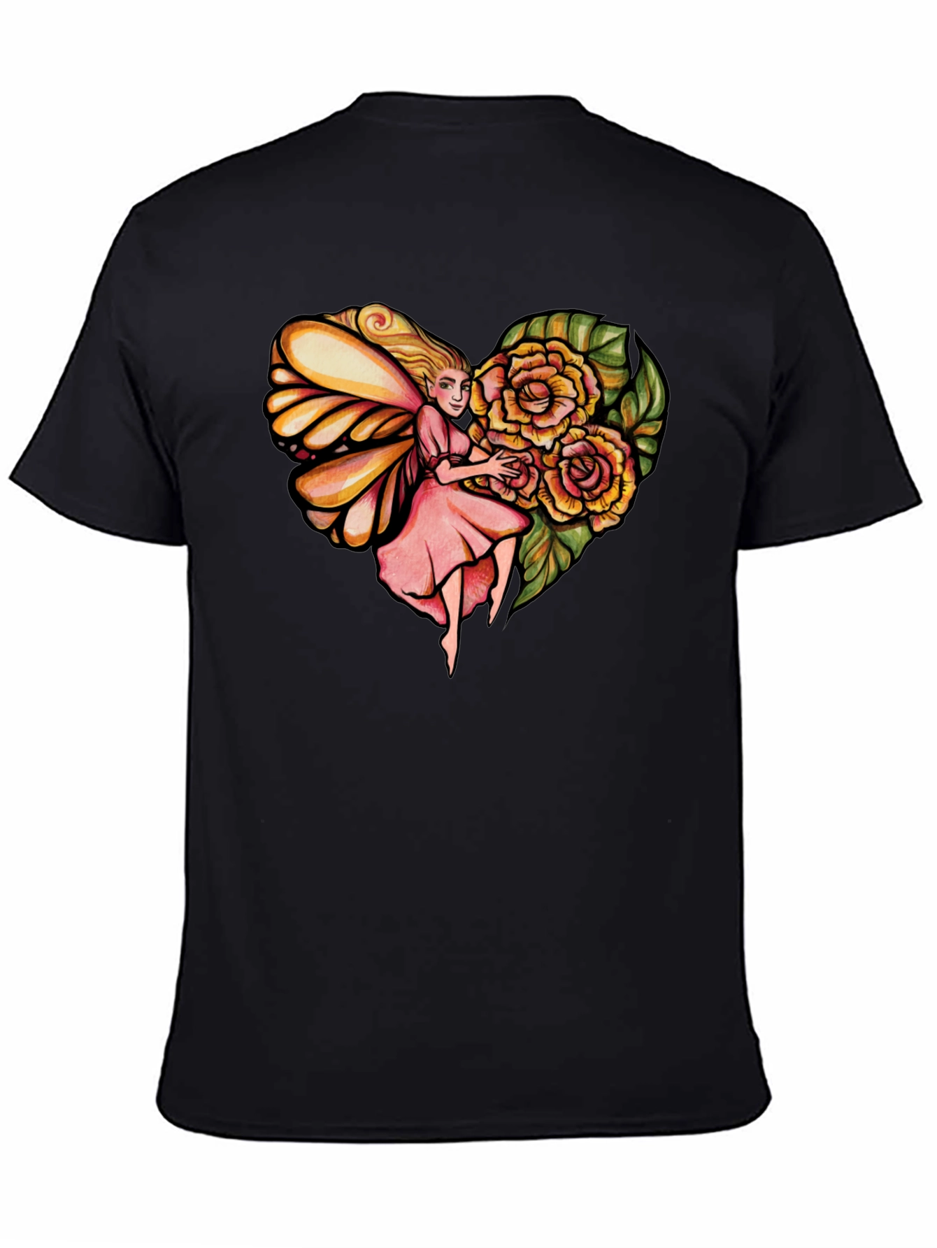 Fairy Heart Rose Graphic Tee - Stylish Comfort