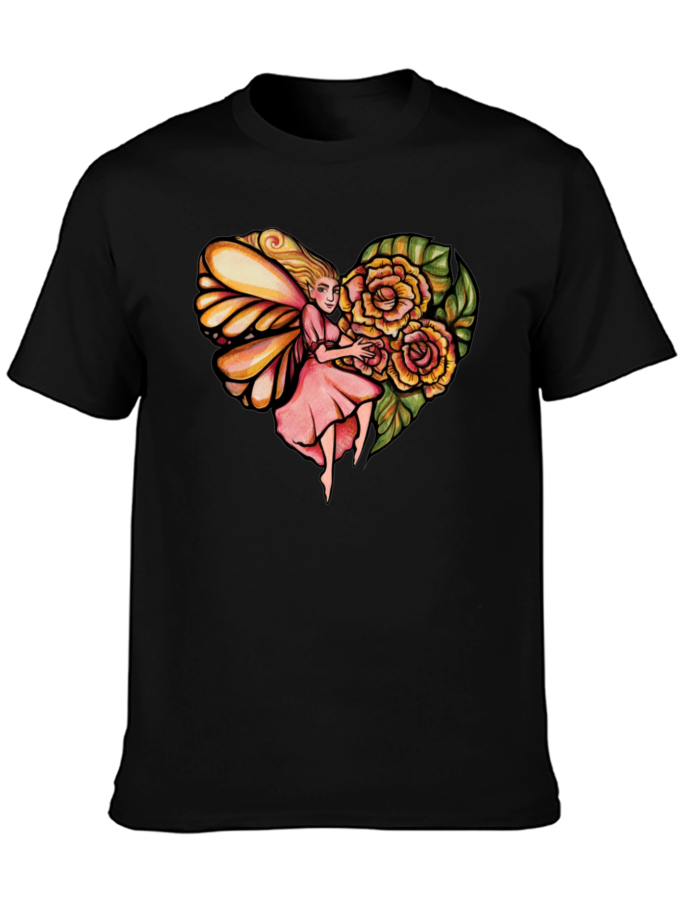 Fairy Heart Rose Graphic Tee - Stylish Comfort