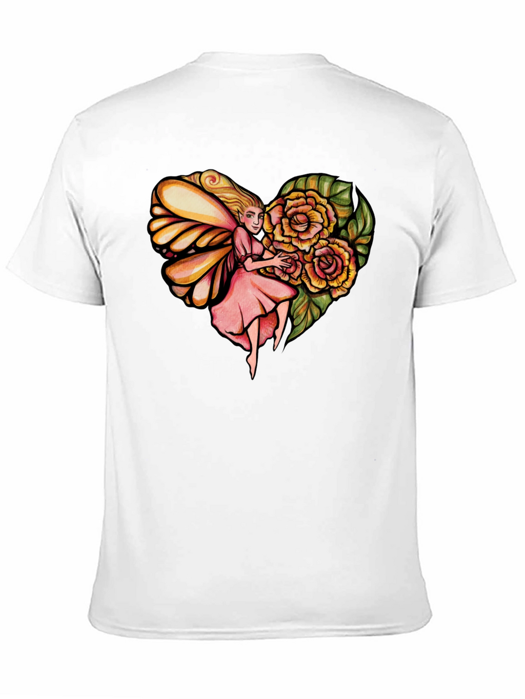 Fairy Heart Rose Graphic Tee - Stylish Comfort