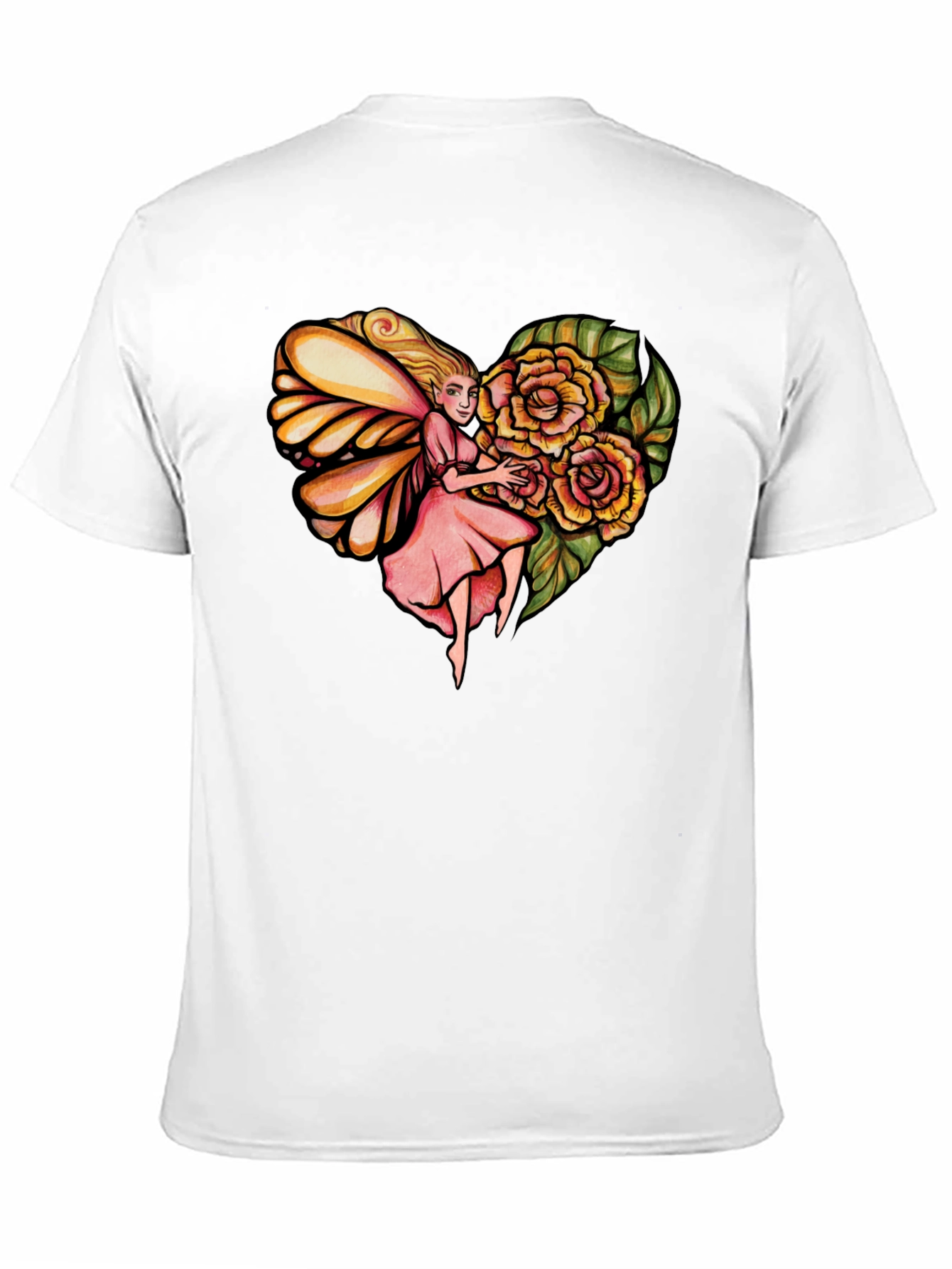 Fairy Heart Rose Graphic Tee - Stylish Comfort