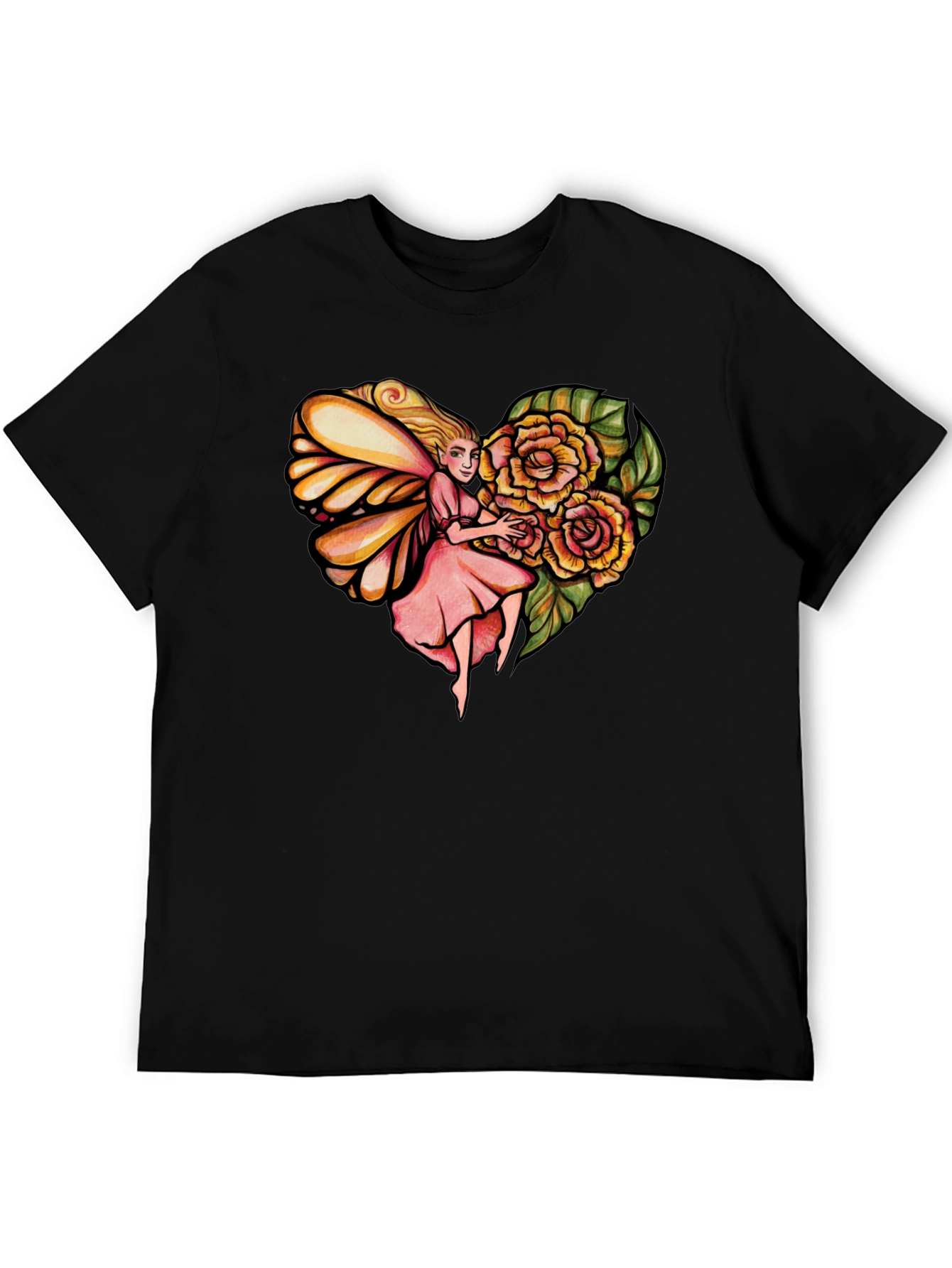 Fairy Heart Rose Graphic Tee - Stylish Comfort