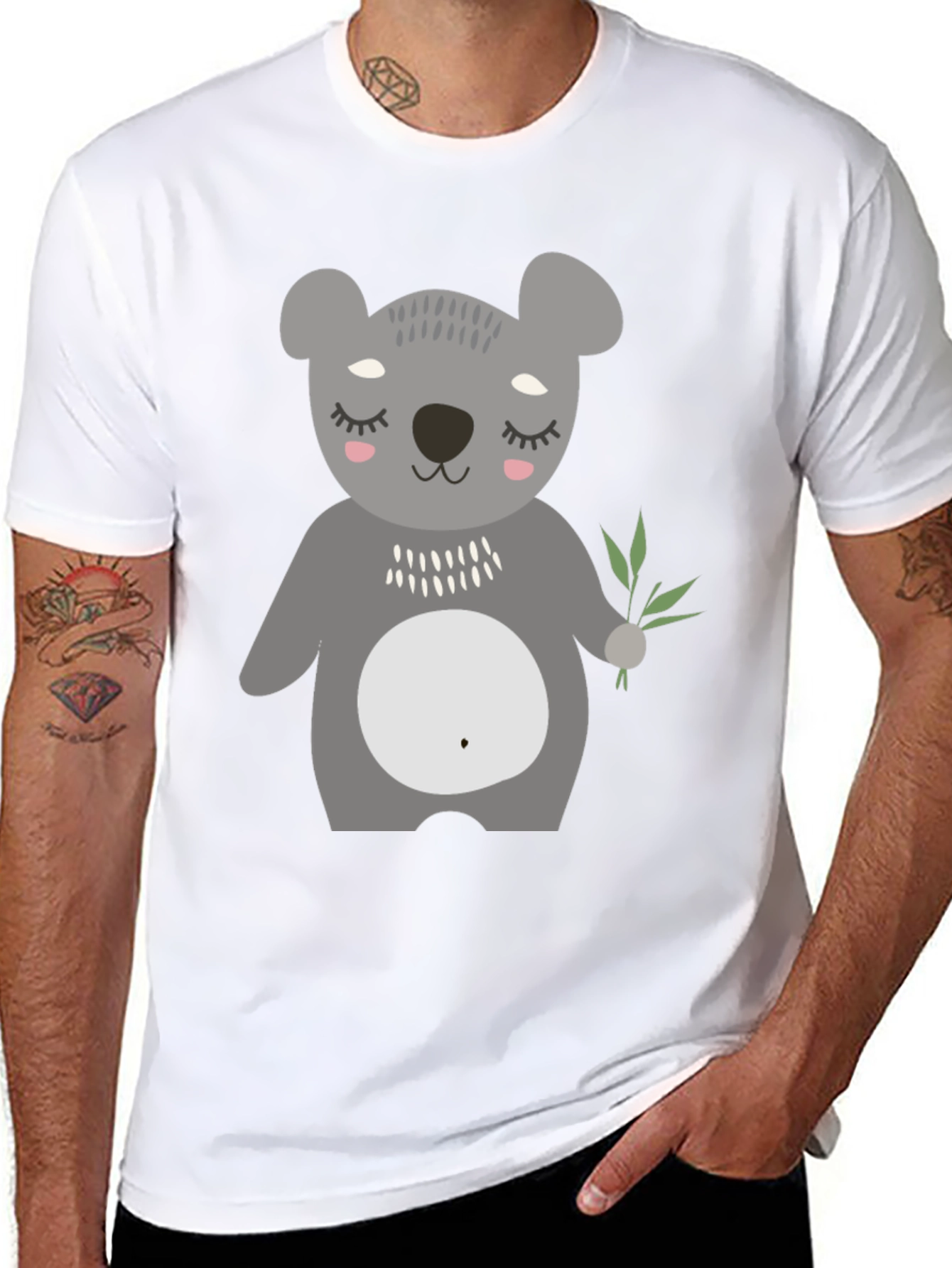 Cute Koala Bear Graphic Black T-Shirt