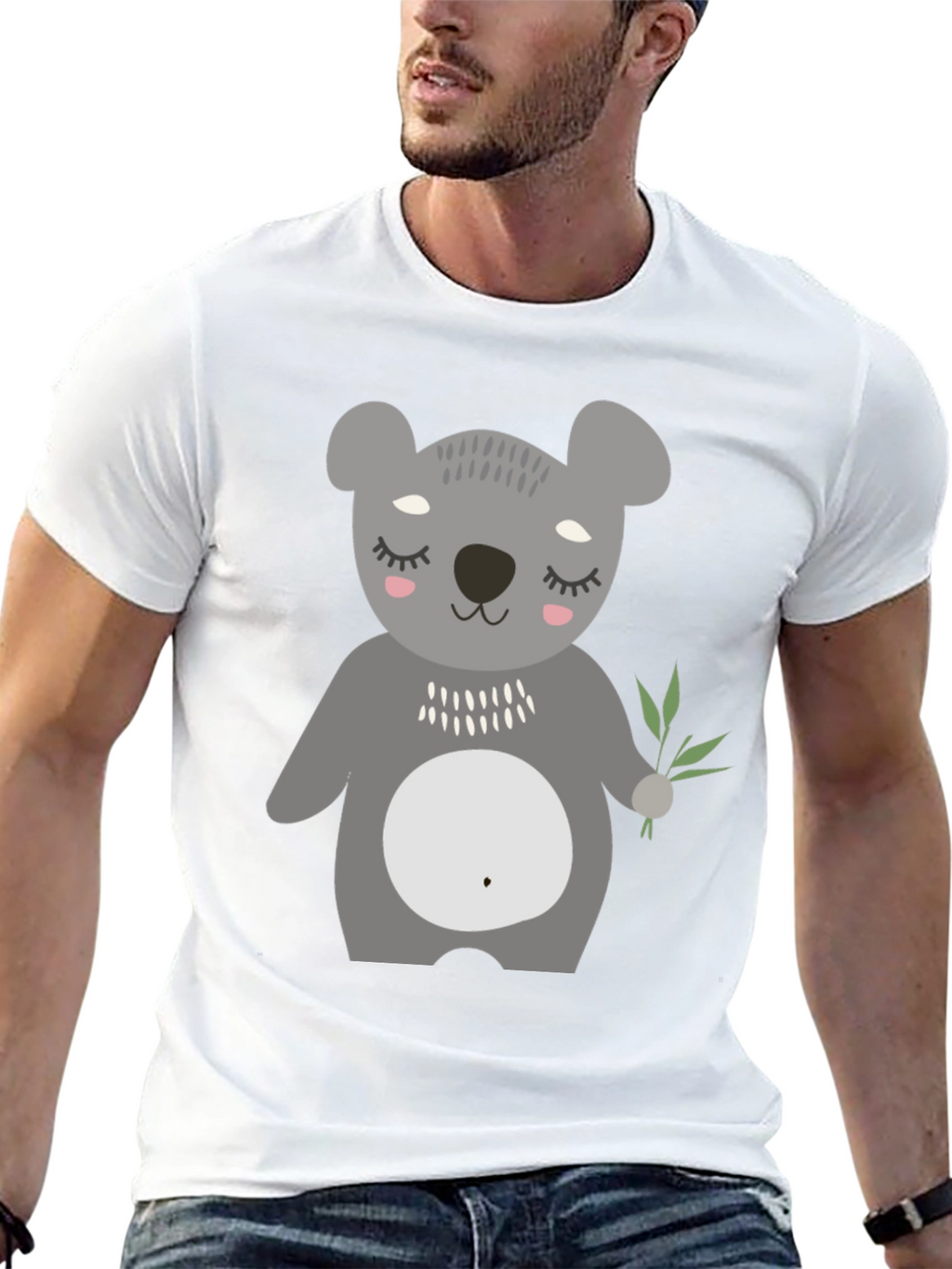 Cute Koala Bear Graphic Black T-Shirt