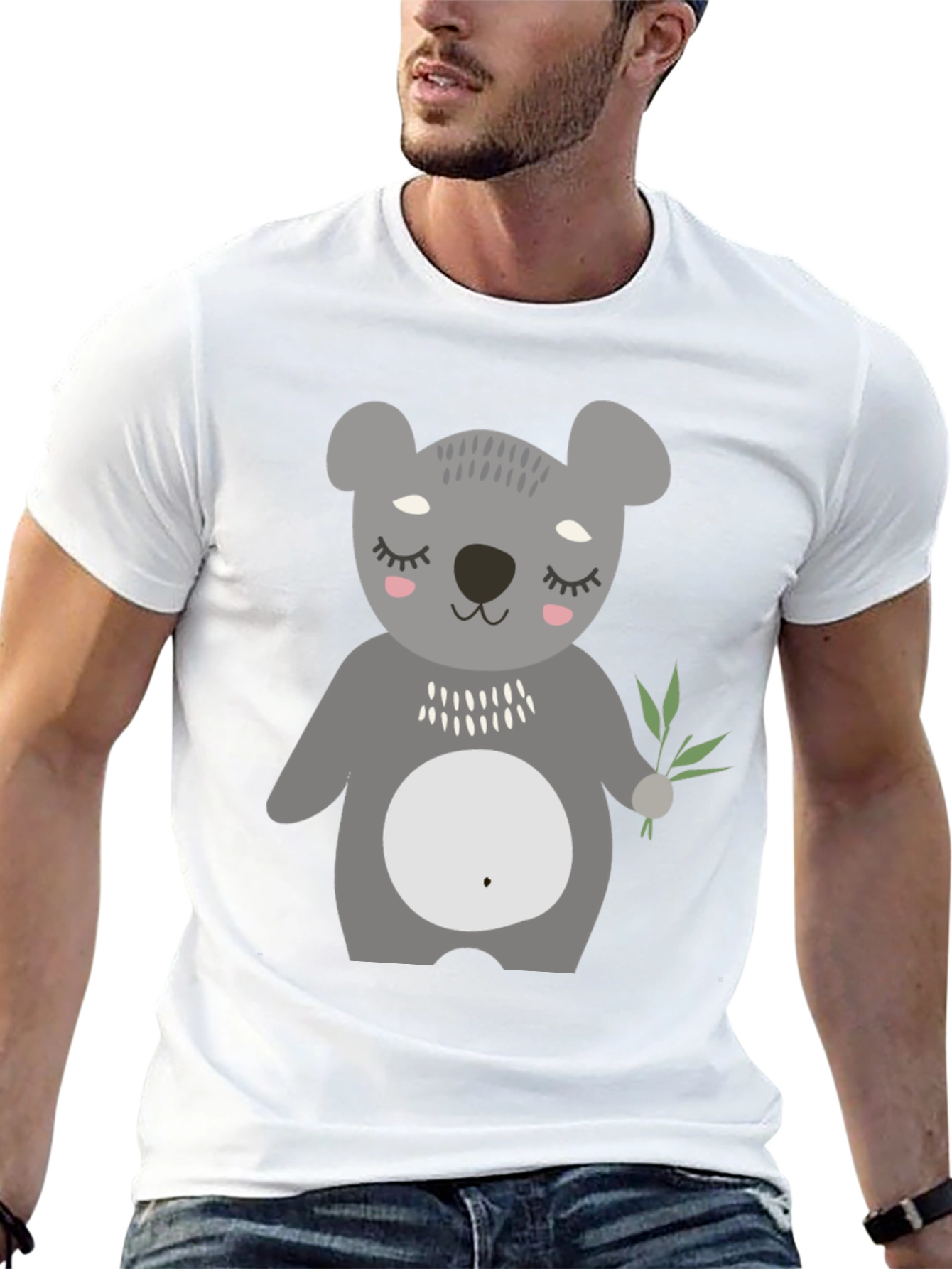 Cute Koala Bear Graphic Black T-Shirt