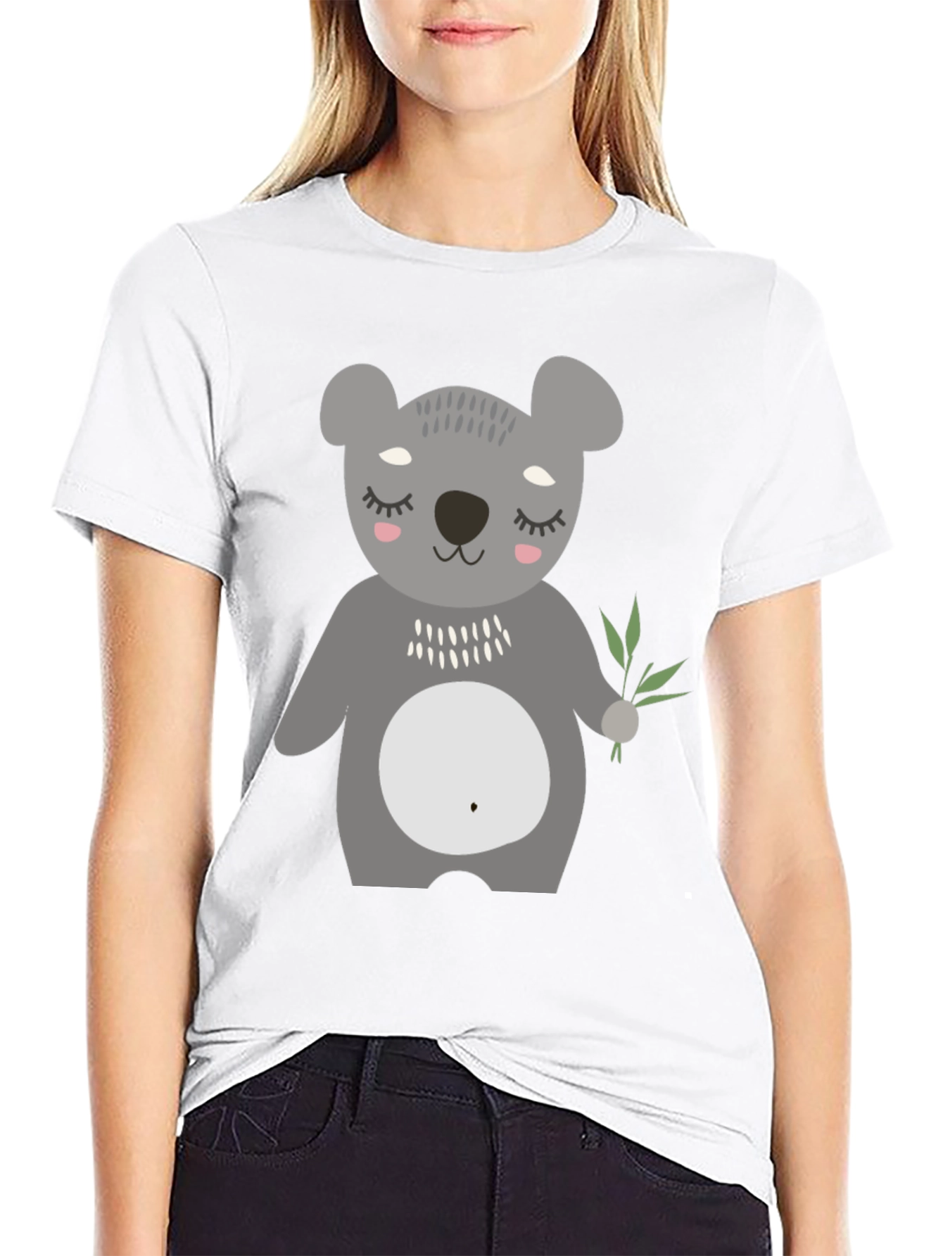 Cute Koala Bear Graphic Black T-Shirt