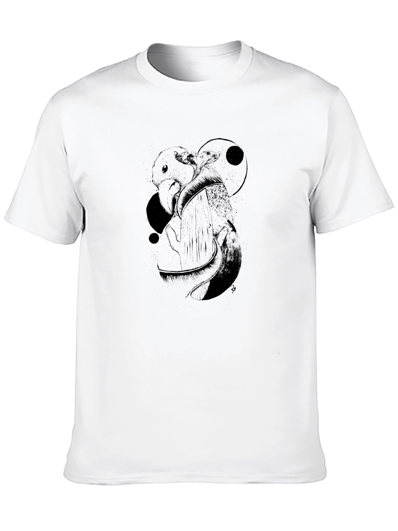 Mens Graphic Tee - Black with Bird Design