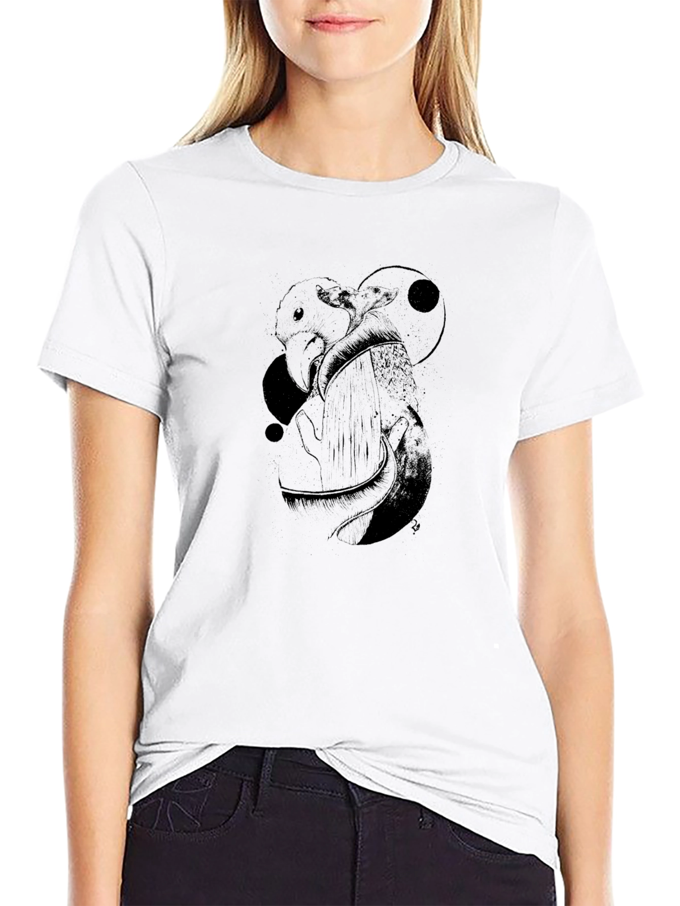 Mens Graphic Tee - Black with Bird Design