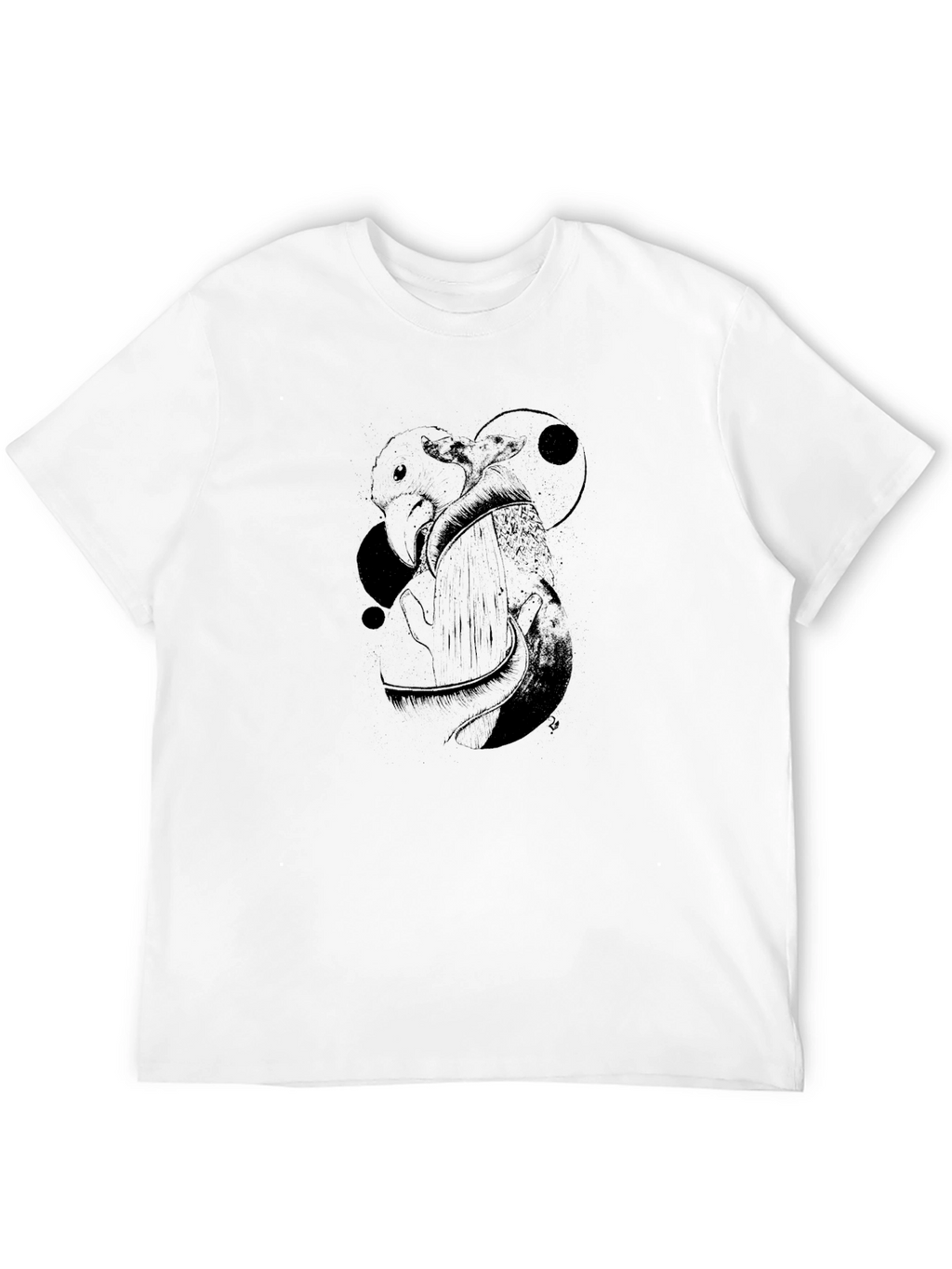 Mens Graphic Tee - Black with Bird Design