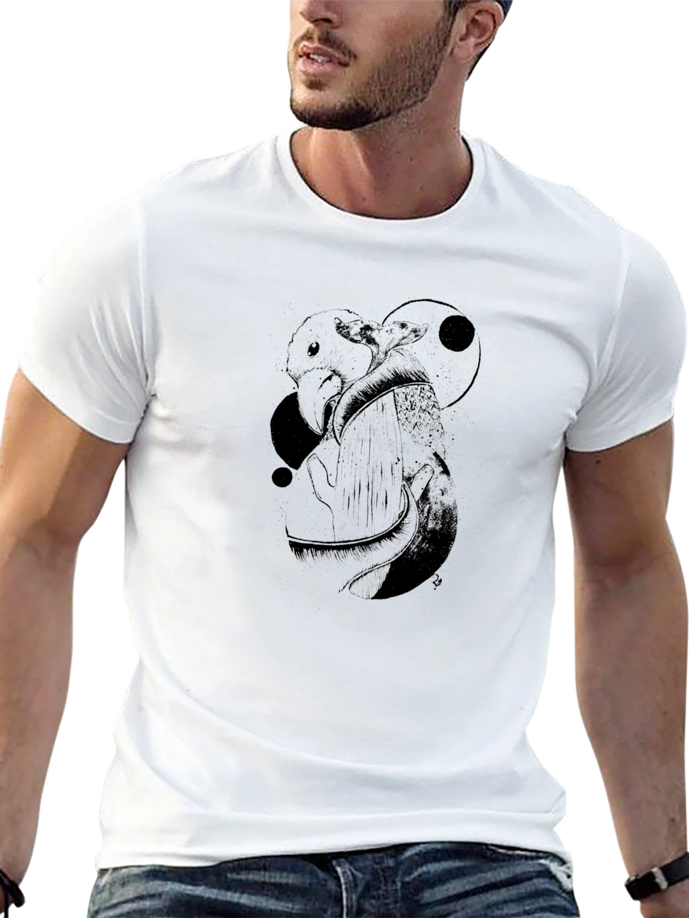 Mens Graphic Tee - Black with Bird Design