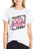 Cute Pig Graphic Tee - Black Unisex T-Shirt