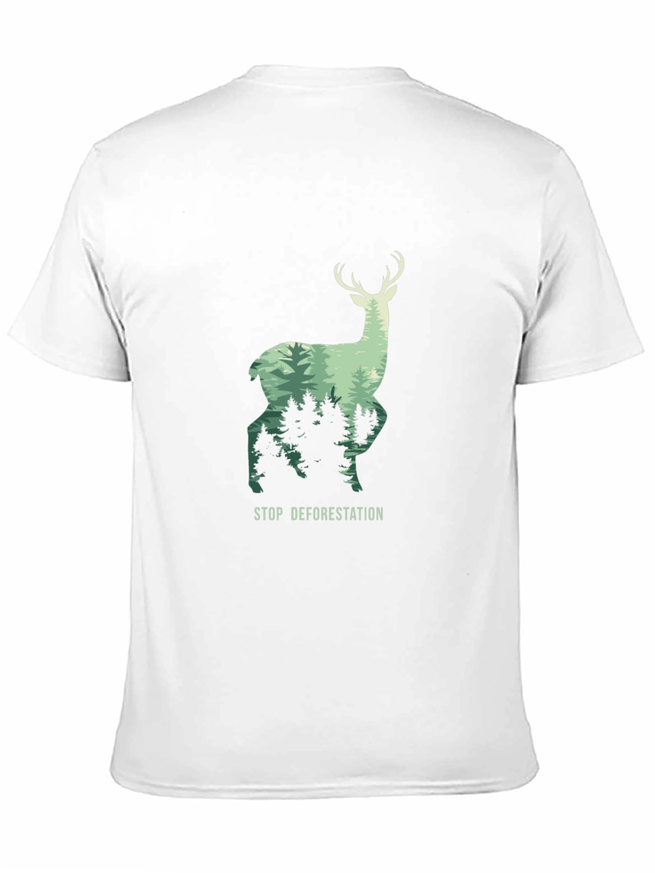 Stop Deforestation Deer Graphic Black T-Shirt