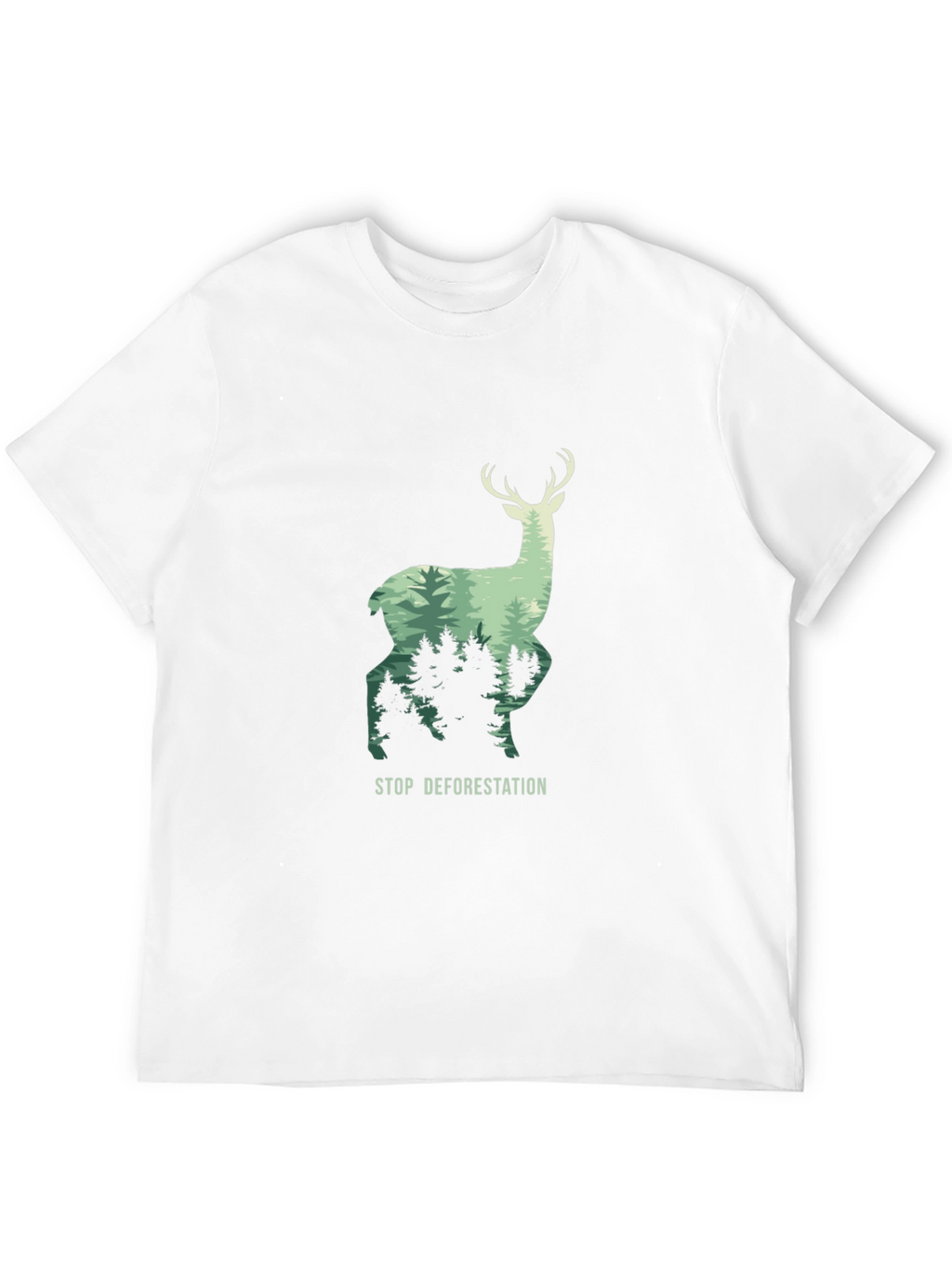 Stop Deforestation Deer Graphic Black T-Shirt