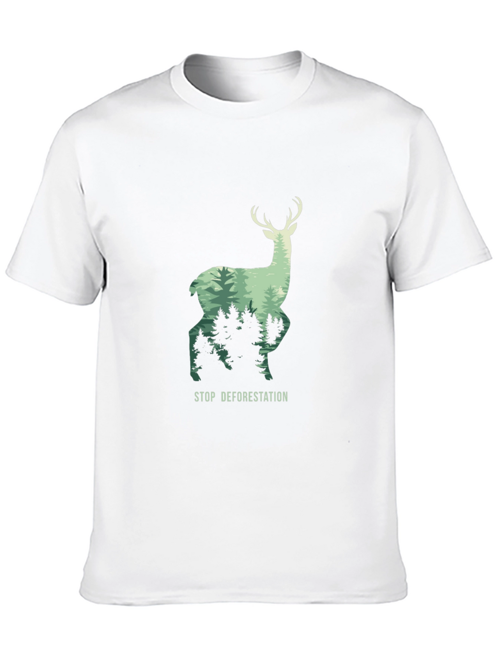 Stop Deforestation Deer Graphic Black T-Shirt