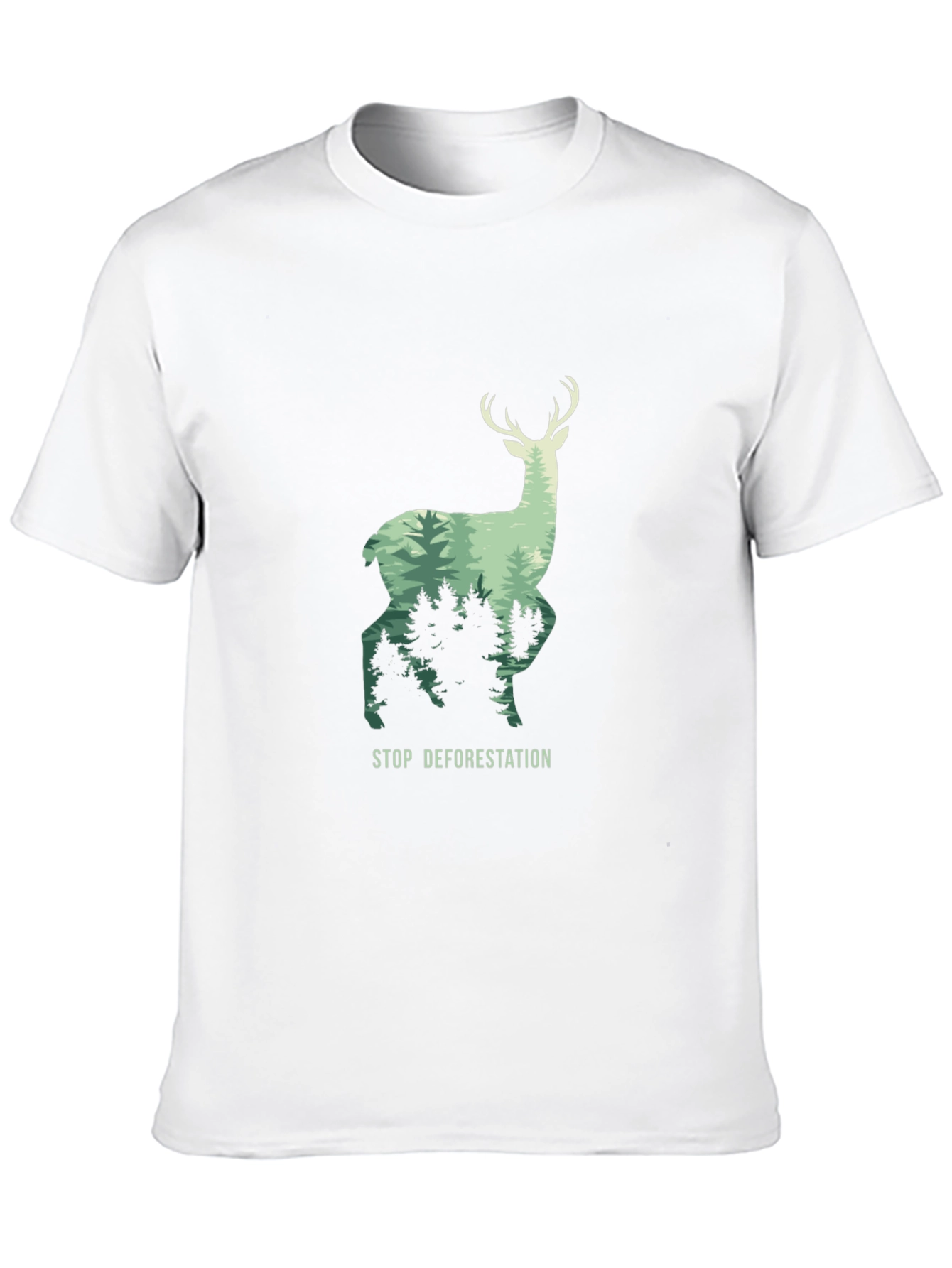 Stop Deforestation Deer Graphic Black T-Shirt
