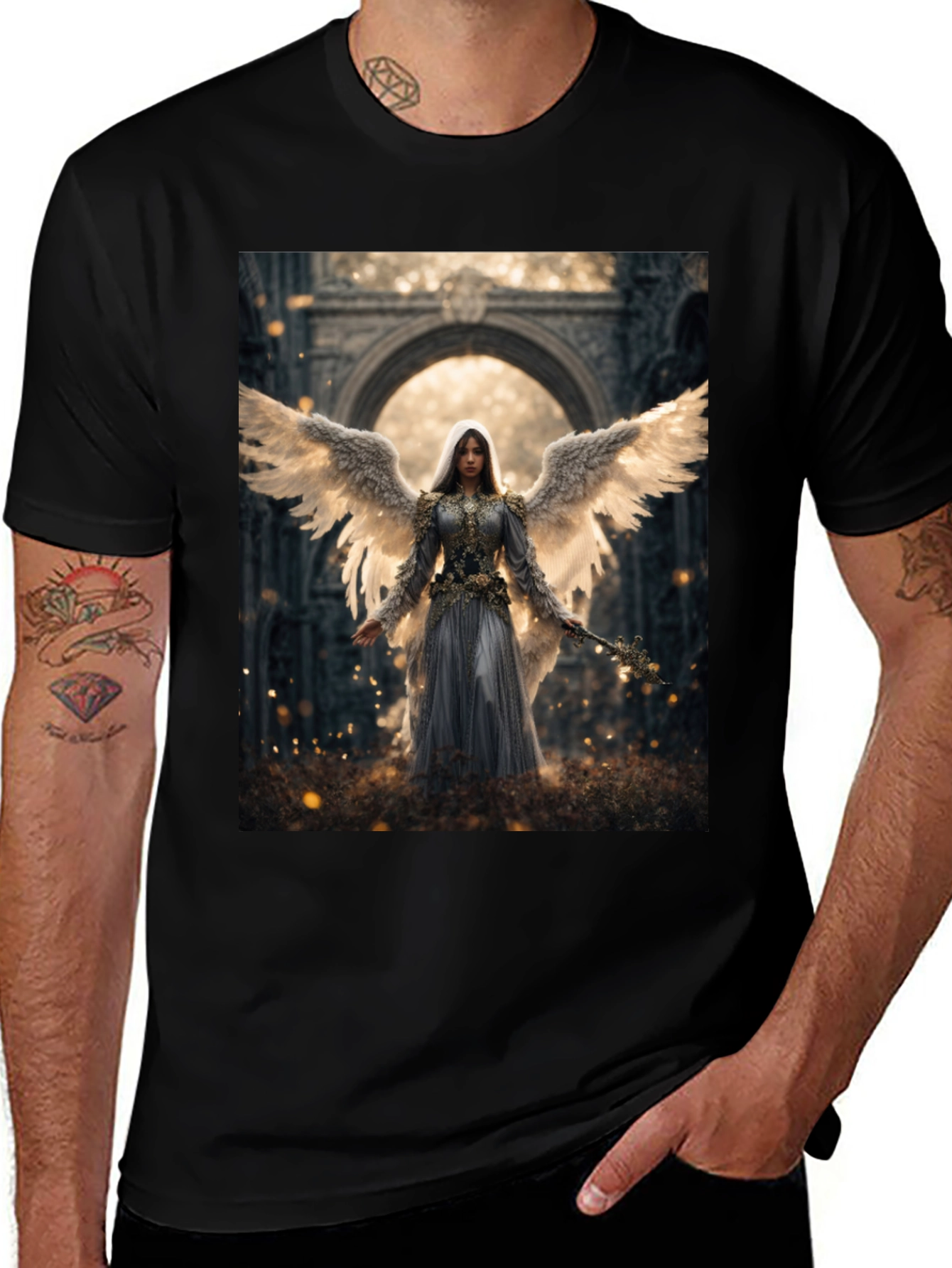 Angelic Wings T-Shirt - Gothic Fantasy