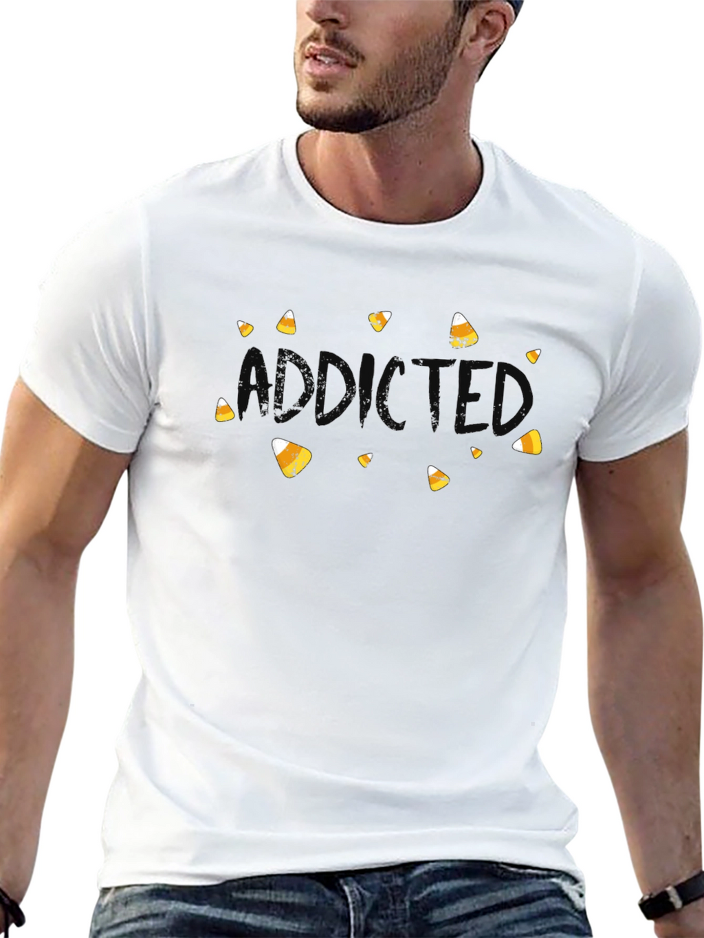 Candy Corn Addicted Black T-Shirt