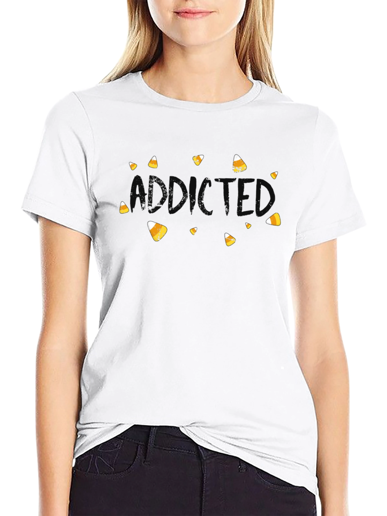 Candy Corn Addicted Black T-Shirt