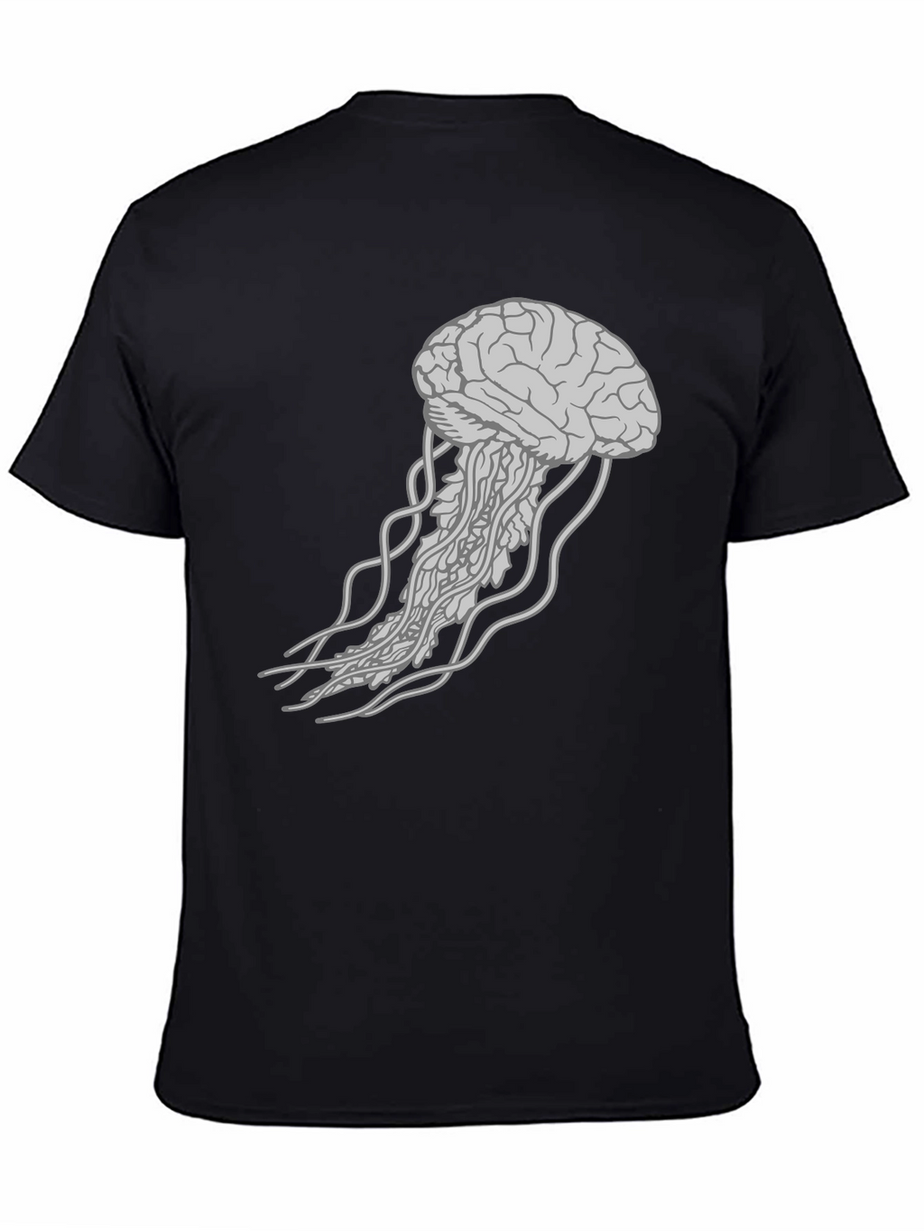 Brain Jellyfish Graphic Tee - Black Cotton T-Shirt