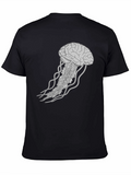 Brain Jellyfish Graphic Tee - Black Cotton T-Shirt