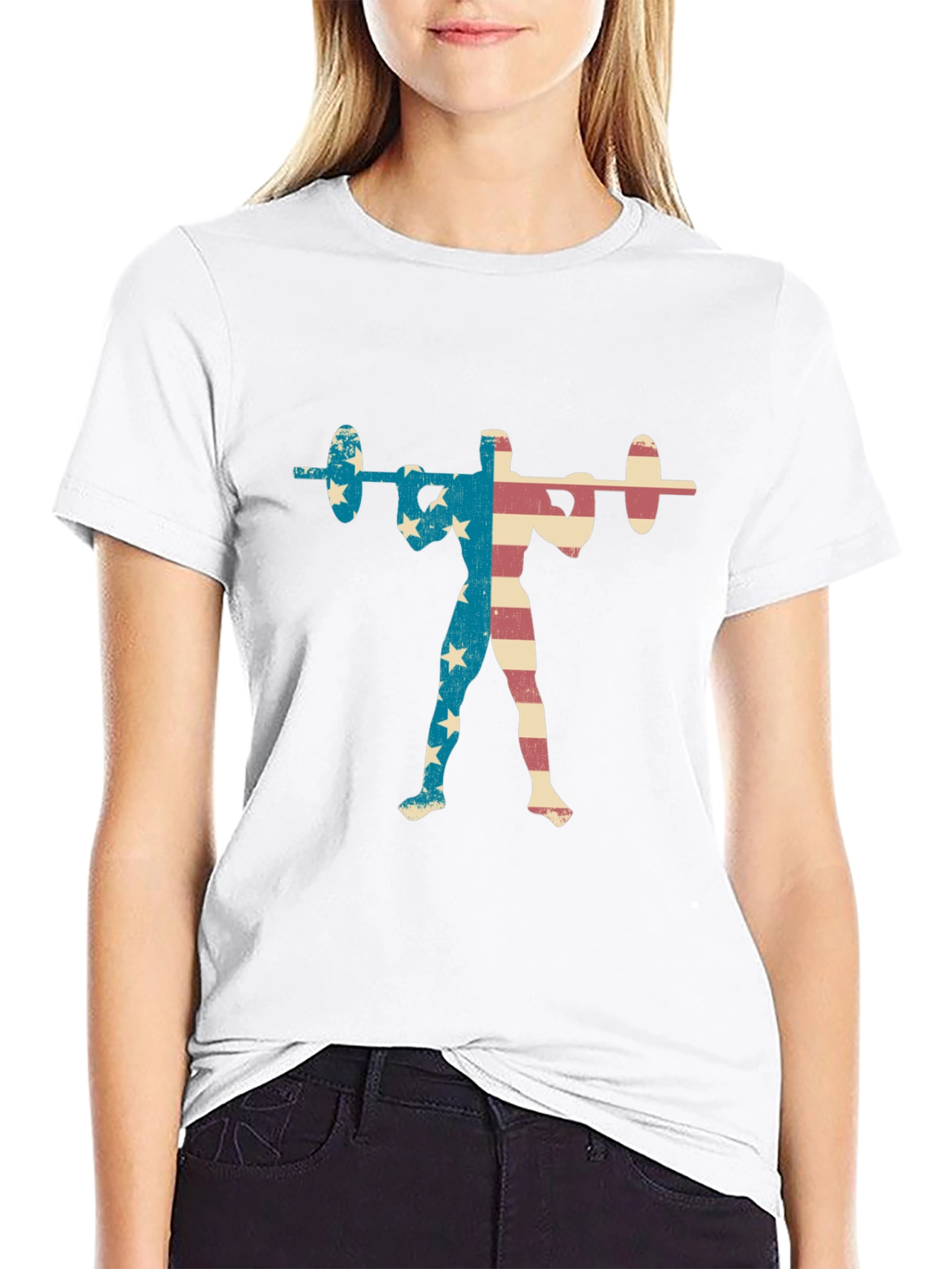 Patriotic Weightlifter T-Shirt - USA Flag Design
