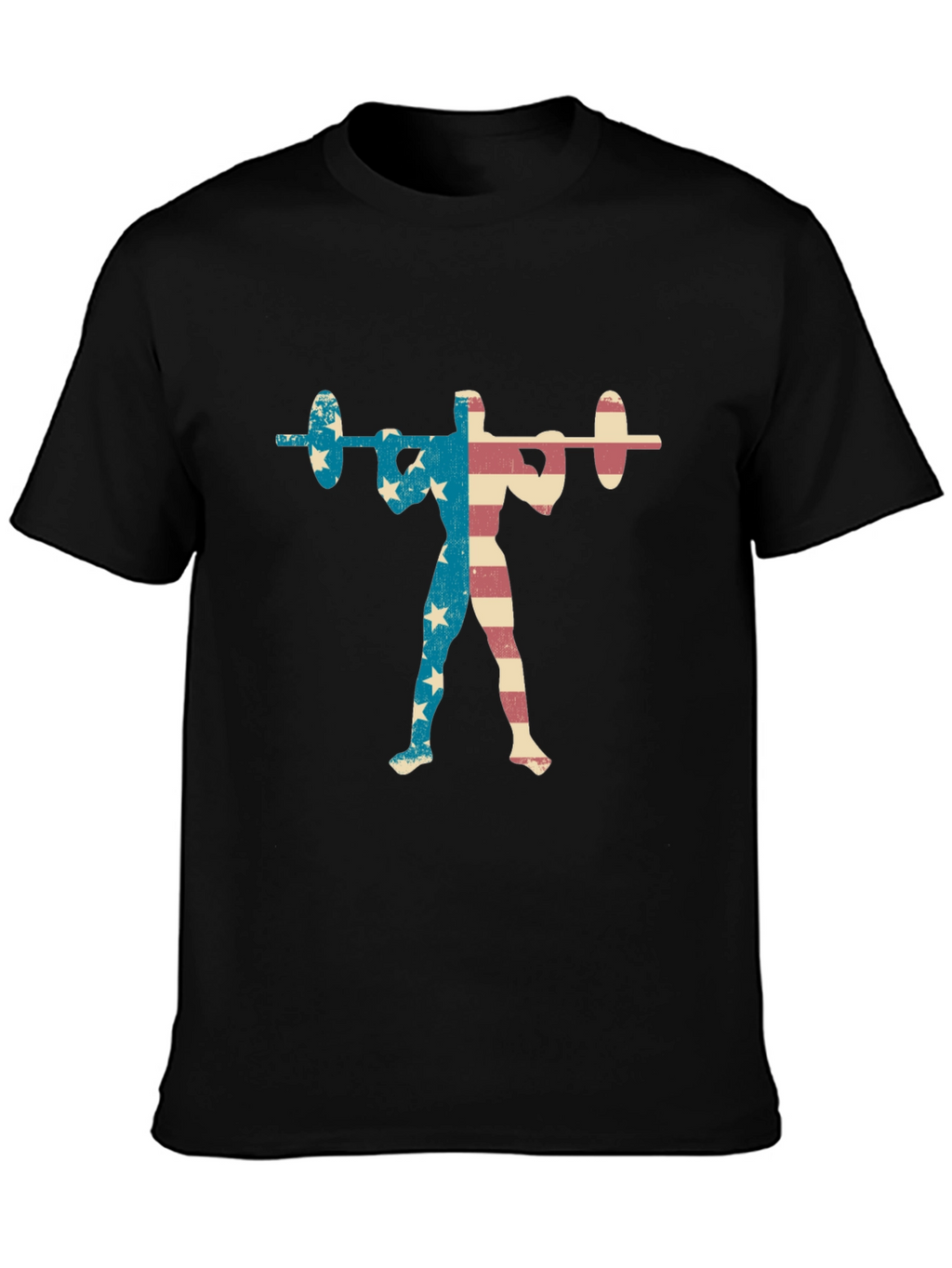 Patriotic Weightlifter T-Shirt - USA Flag Design
