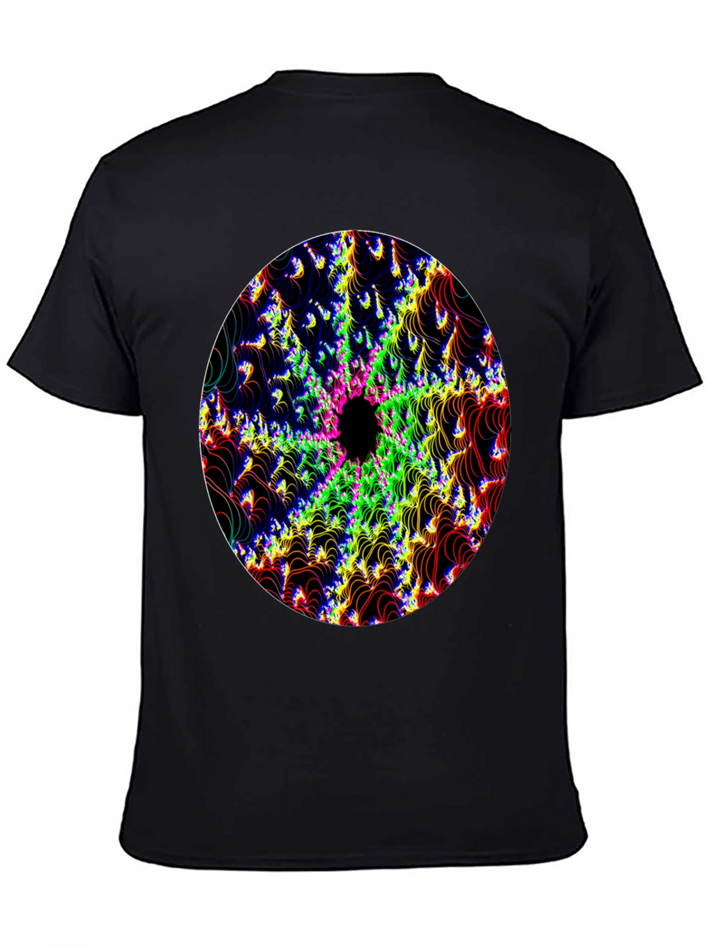 Psychedelic Fractal Graphic Black T-Shirt