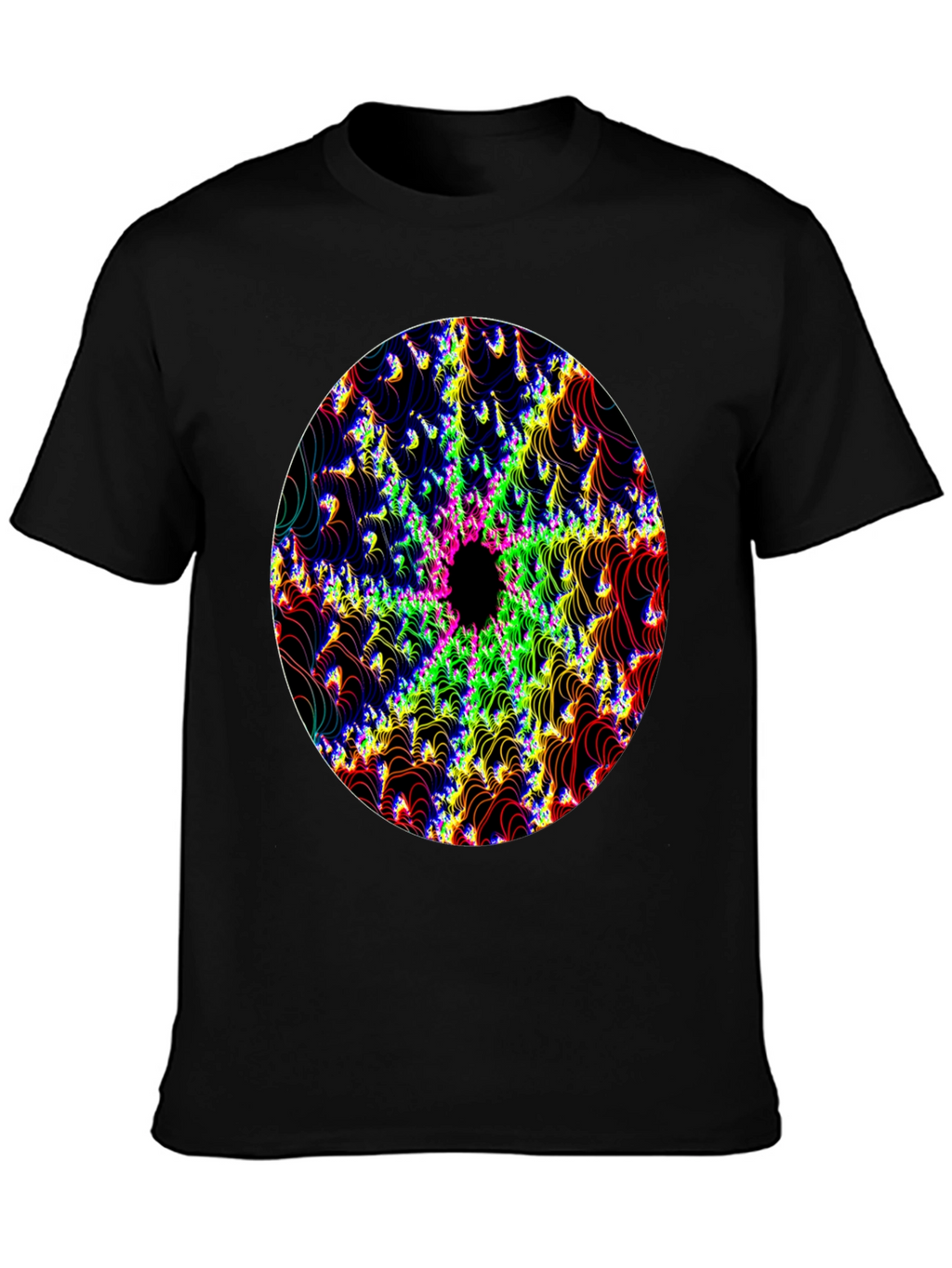Psychedelic Fractal Graphic Black T-Shirt
