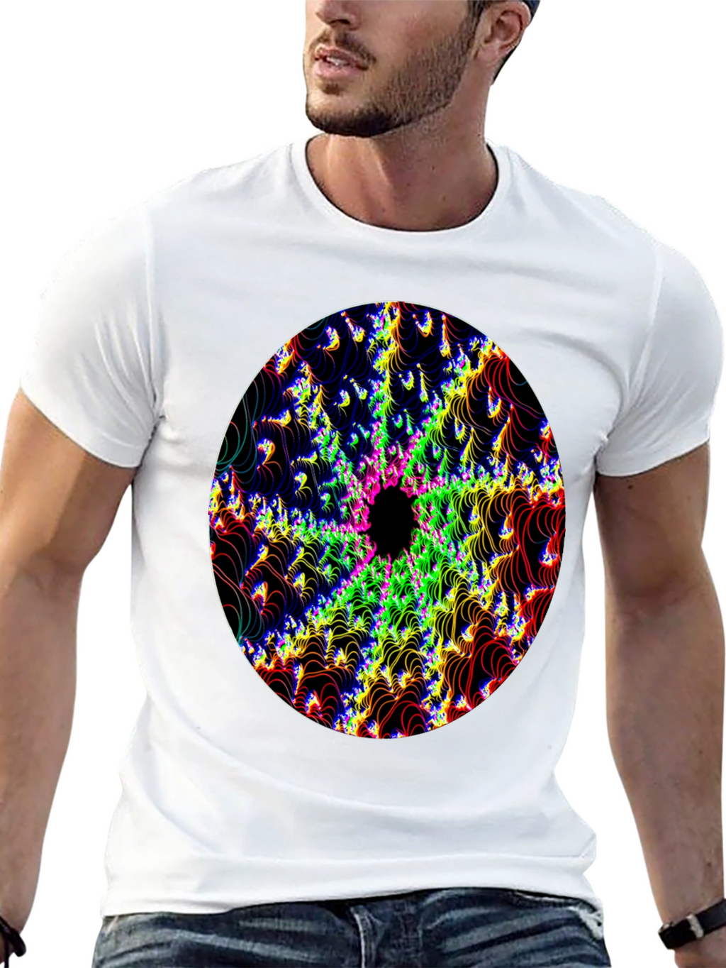 Psychedelic Fractal Graphic Black T-Shirt